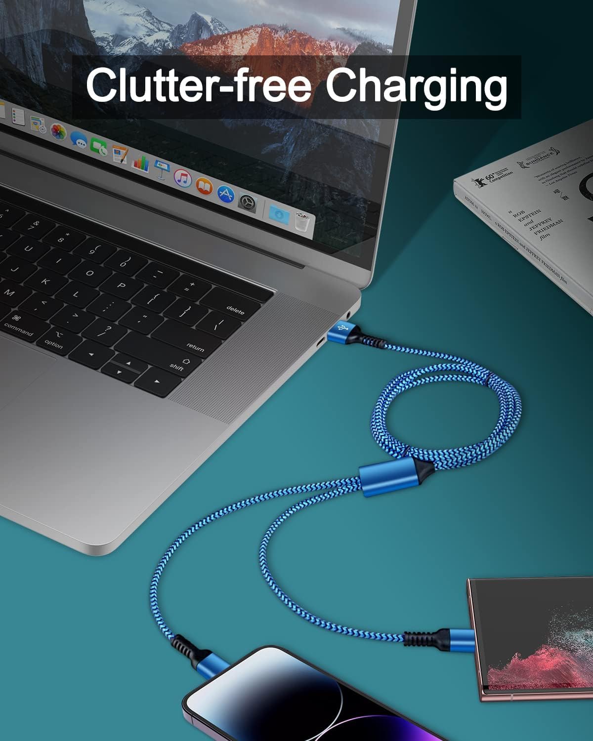 3Pack-4FT Apple & Android USB to Lightning & USB-C 2-in-1 Fast Charger Cable for iPhone 17 17Pro 16e 16 15 14 Pro Max Plus 13 12, Samsung Galaxy A17 A16, Google Pixel 10, Multi USBC Lighting USB Cord