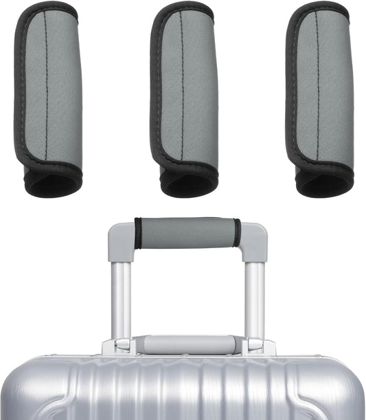 uxcell 3 Pcs Luggage Handle Wrap for Suitcase, Neoprene Handbag Grip Cover Protector Luggage Identifiers Suitcase Handle Wraps for Luggage Shopping Bag Travel Bags, Silver