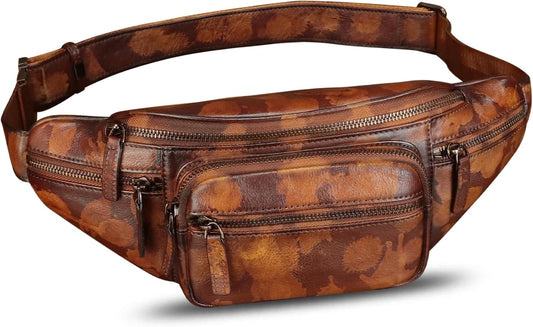 Genuine Leather Fanny Pack for Women and Men Vintage Handmade Leather Waist Bag Sling Bag Backpack Purse Crossbody Bags (Multicolor)