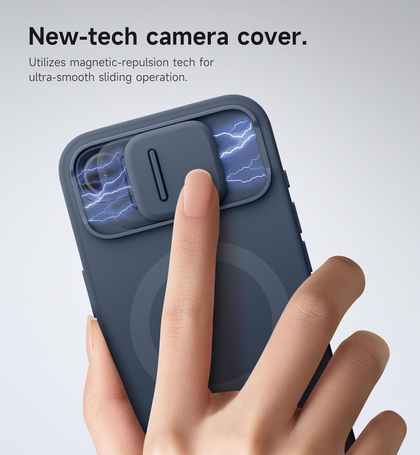 SURITCH for iPhone 16e Case with Magnetic Camera Slide Cover and Adjustable Kickstand, Compatible with MagSafe, Shockproof Bumper Case Slim Protective Cover 6.1 Inch,Blue