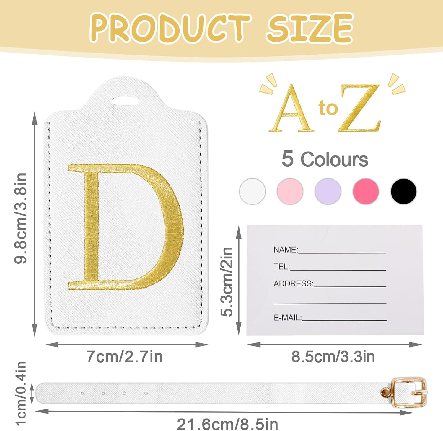 Initial Letter Luggage Tags for Suitcases, Embroidered Monogrammed Suitcase Luggage Identifier Name