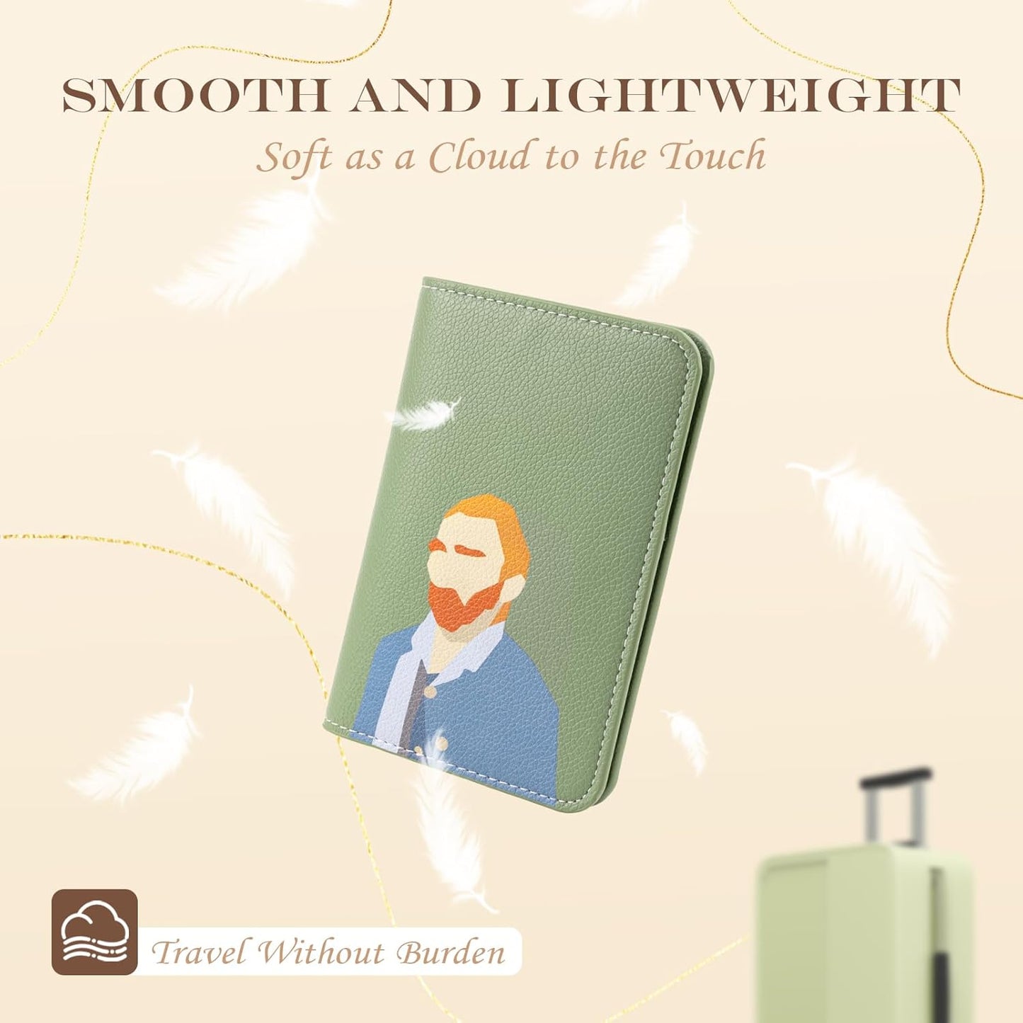 Lychii Passport Holder, Slim Passport Cover Travel Wallet with RFID Blocking, PU Leather Protector Pouch Protective Case for Passports, Boarding Pass, ID Cards