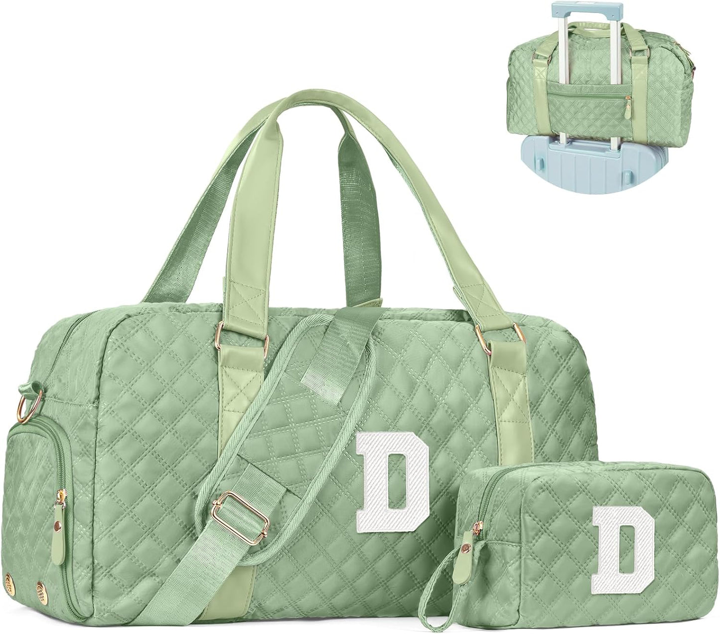Initial Duffle Bag Women Girls Gift: Personalized Travel Gym bags, Dance Cheer bag Sports for Girl, Kid Gymnastics Bags, Birthday Gifts for Women Girls Kids Teens Mom Teacher