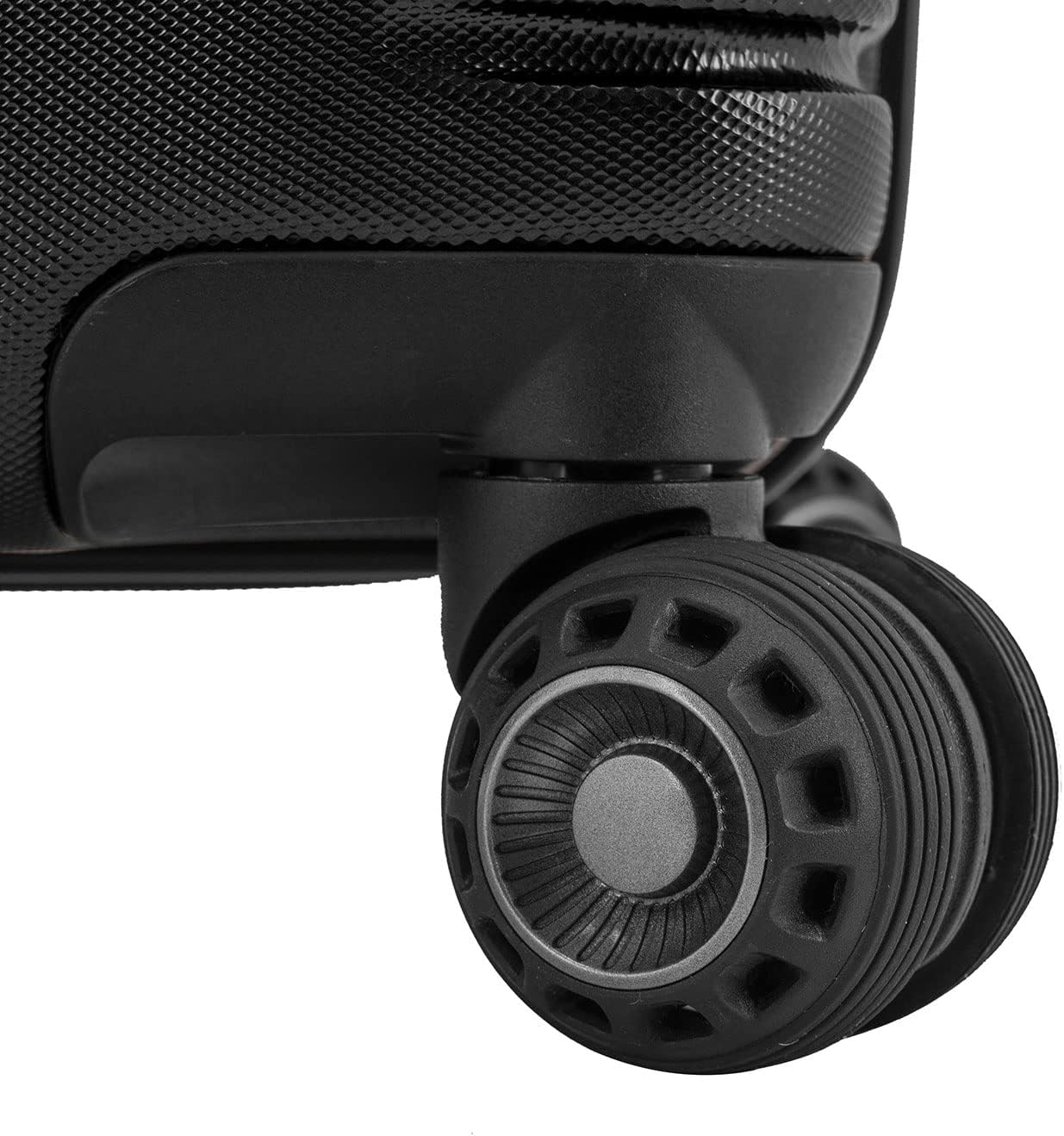 Traveler's Choice Archer Polycarbonate Hardside Spinner Luggage Set, Tie Down Straps, Black, Checked 25-Inch