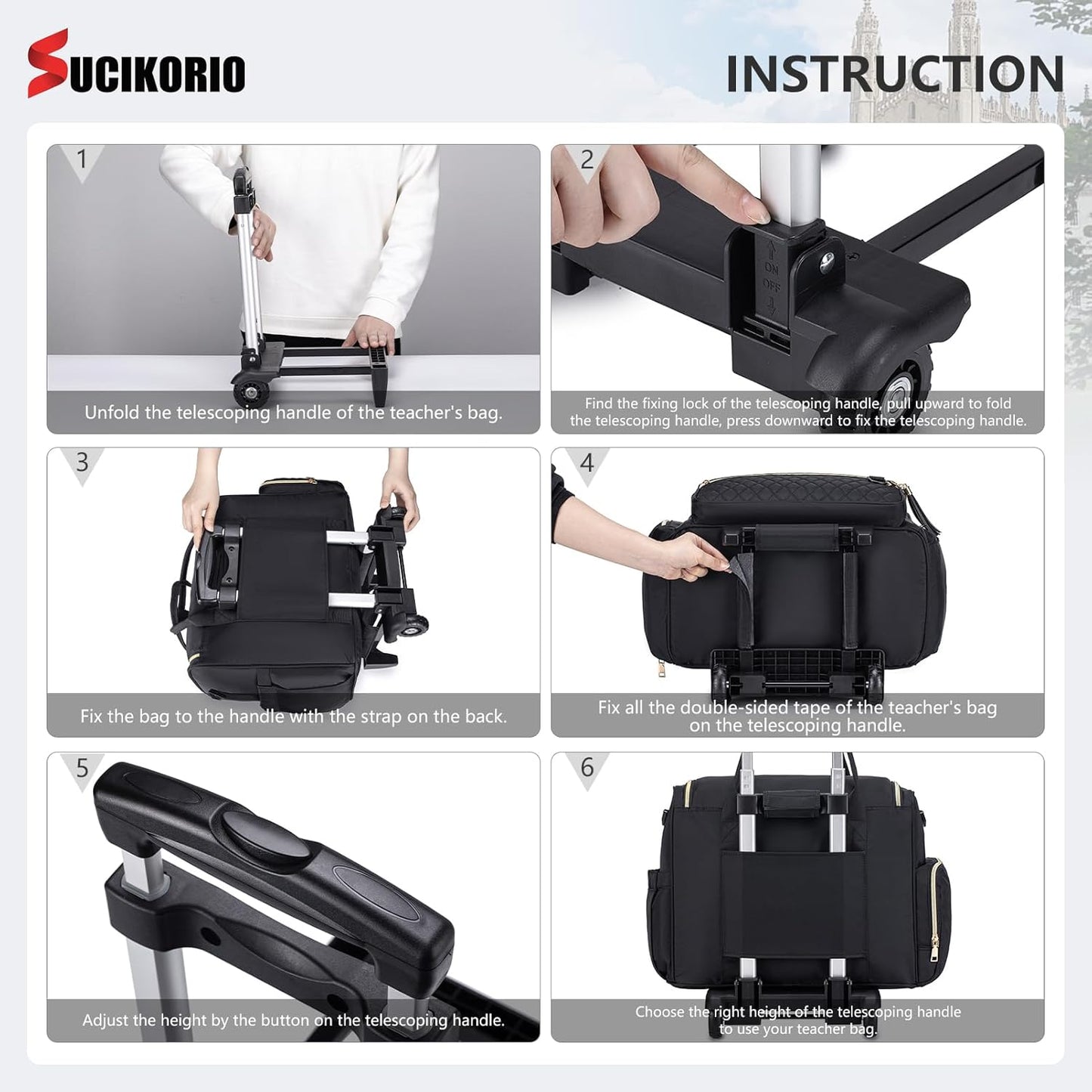 Rolling Laptop Bag 17.3 Inch 3 IN 1 Rolling Briefcase for Women Waterproof Teacher Tote Bag With