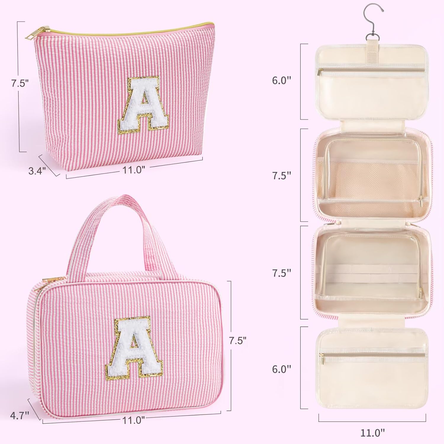 YOOLIFE Travel Toiletry Bag Makeup Bag - Hanging Toiletry Bag for Women, Portable Toiletries Travel