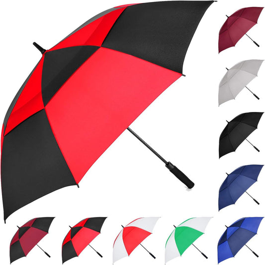 MRTLLOA Extra Large Golf Umbrella, 54/62/68/72 Inch Automatic Open, Oversize Double Canopy Vented Windproof Waterproof Sports Umbrellas for Rain