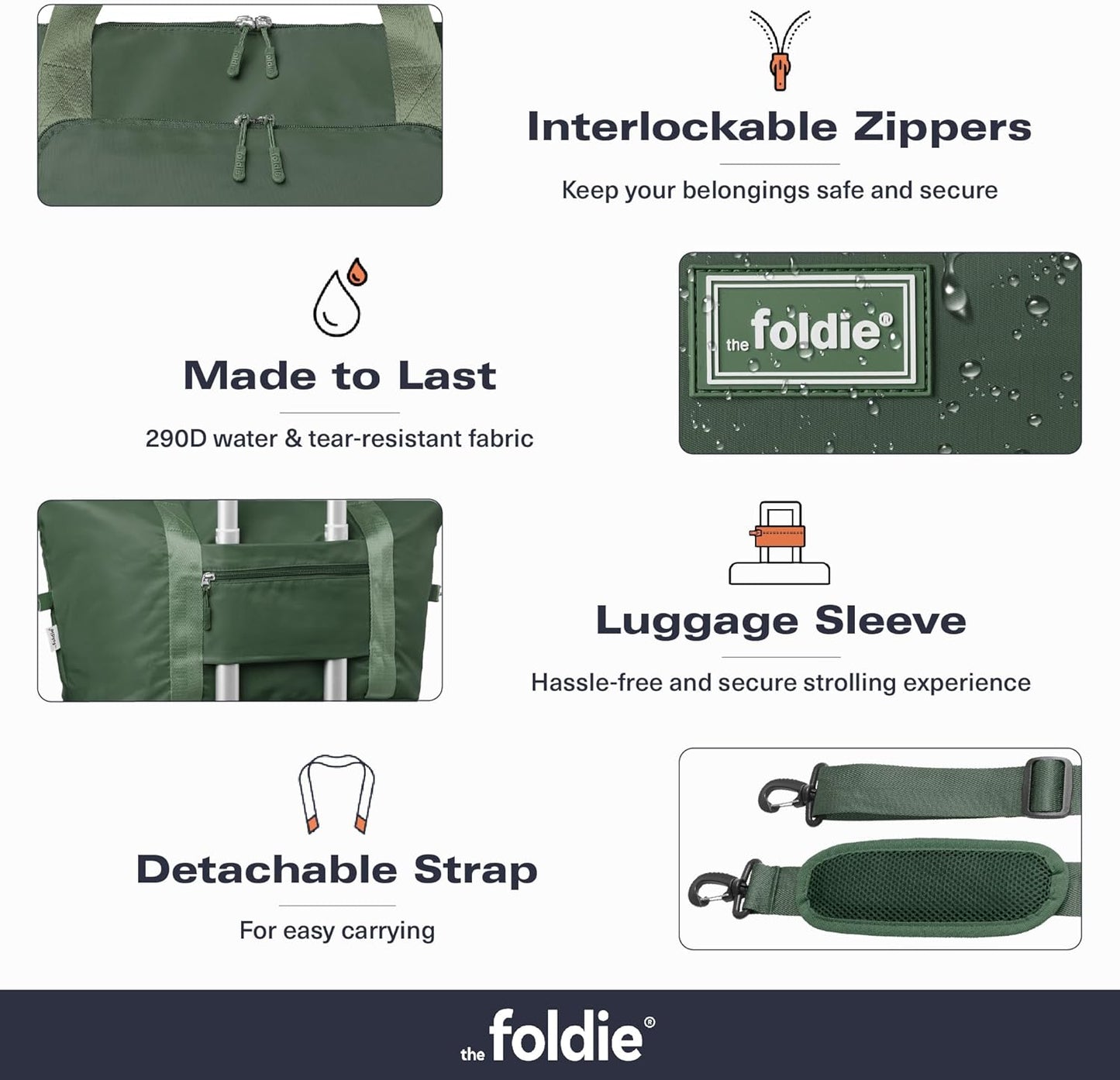 The Foldie Foldable Travel Bag for Women - 40L Weekender Bag with Multiple Pockets - Carry On Expendable Travel Bag