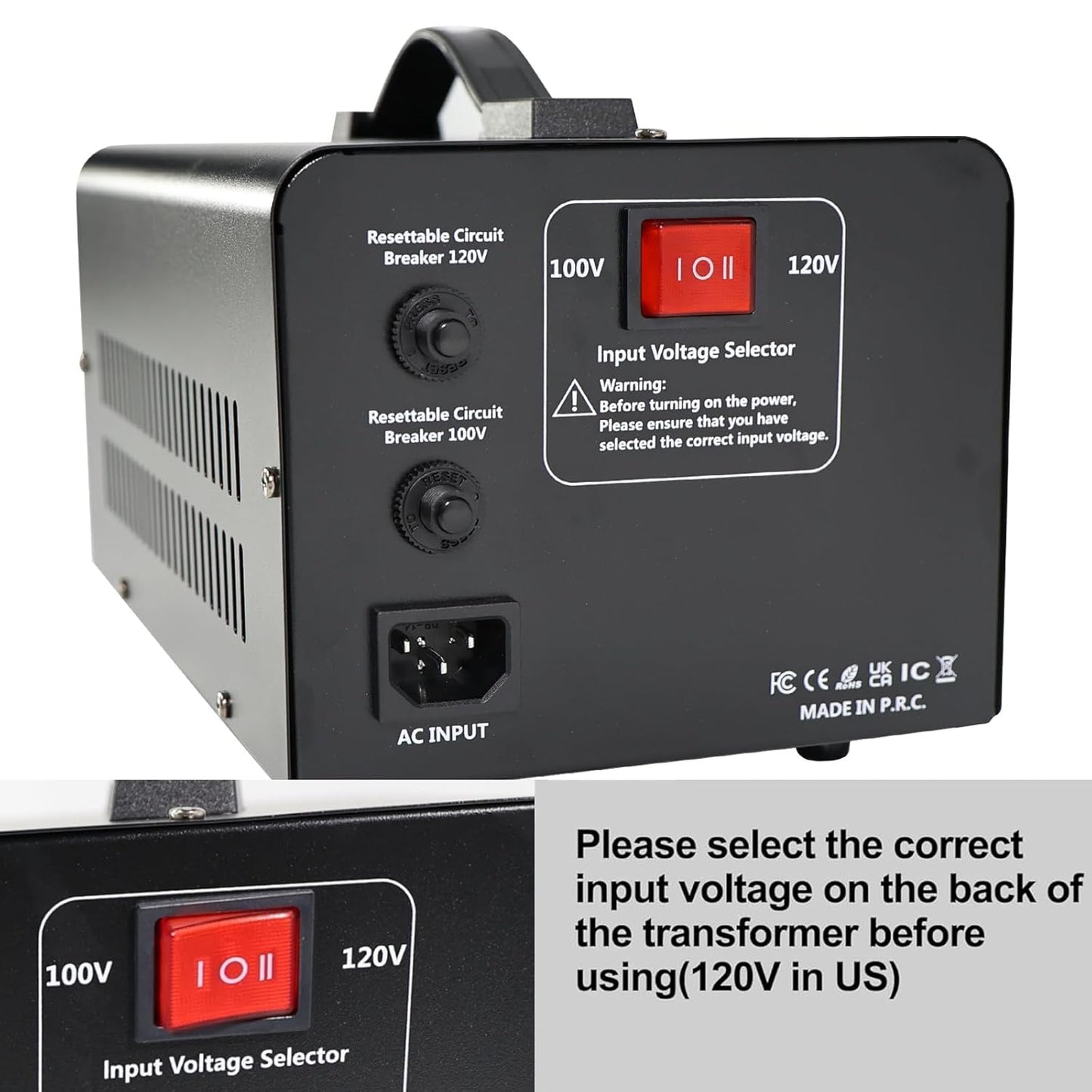 Yinleader Step Down 110V-120V to 100V Japan Voltage Converter or Step Up 100V to 120V 2500W Transformer for Japanese Rice Cooker/Hair Dyer/Blender/Heater/Cleaner/Audio/Grill Equipment, etc.