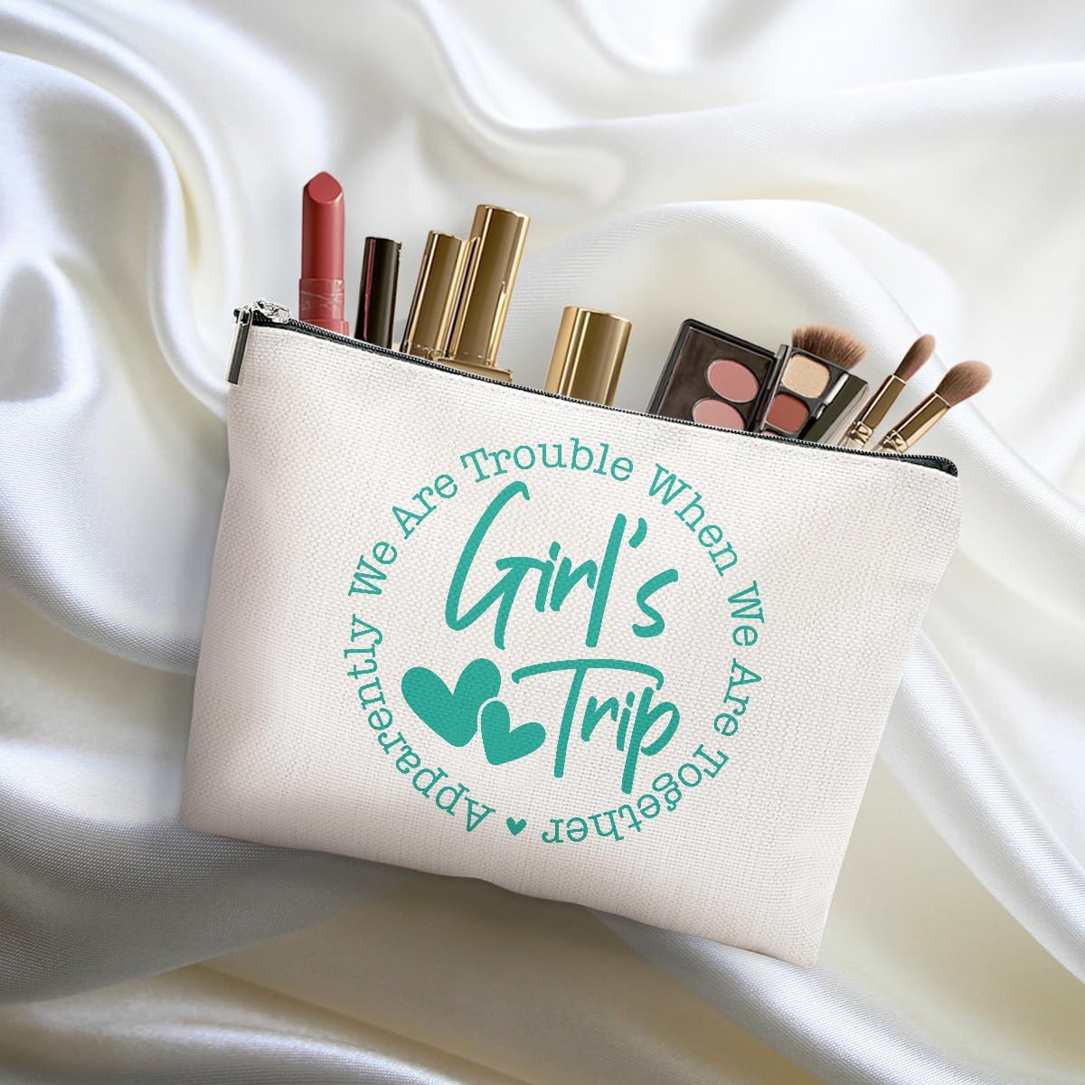 3Pcs Girls Trip Gifts Favors, Bestie Gifts Funny Makeup Bag, 2025 Girls Weekend Gifts Travel Gifts Cosmetic Bag, Friendship Gifts for Women Friend Weekend Bag, Graduation Wedding Gifts Toiletry Bag