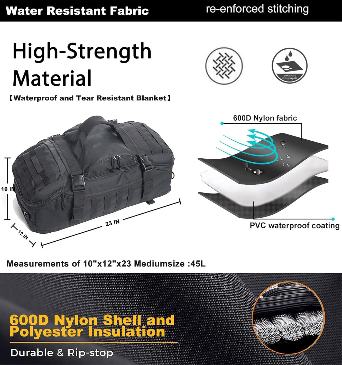 Gym Bag Duffle Bags Backpack - Travel Weekender Bag for Men Women Workout Bag for