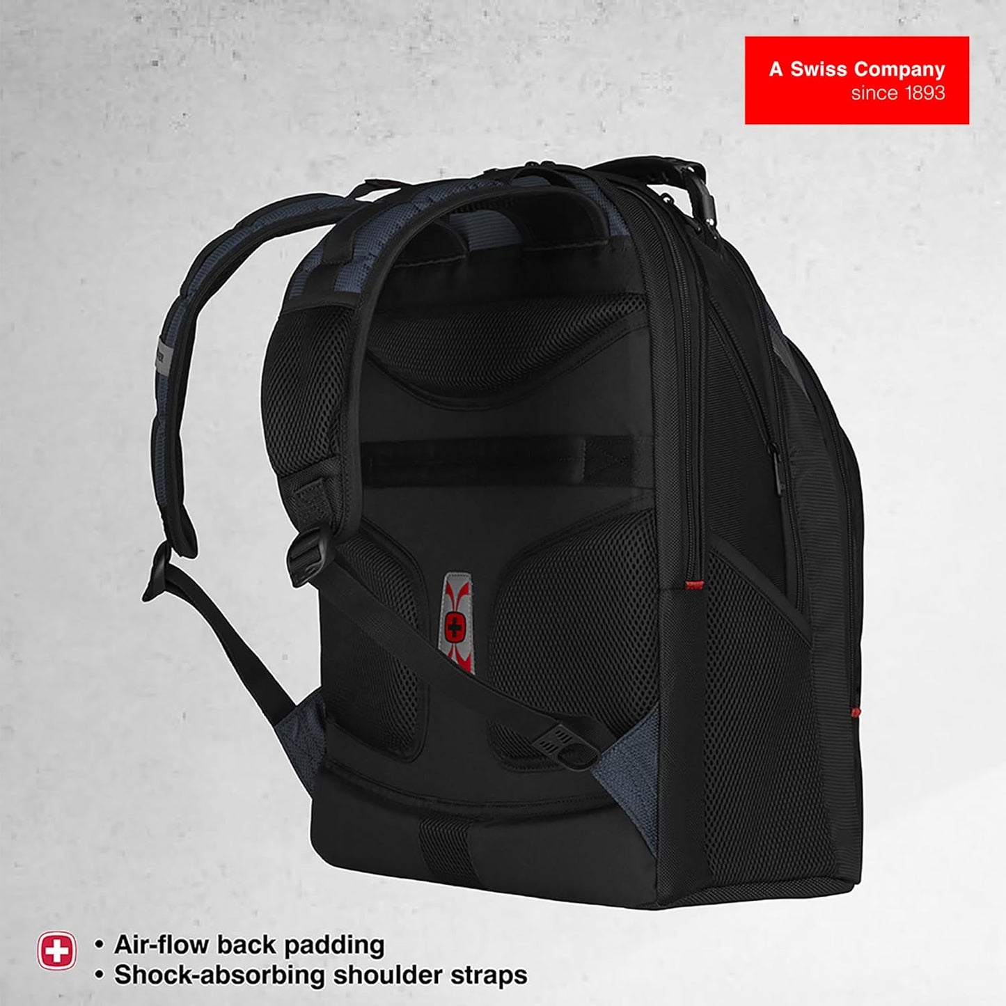 Wenger Ibex 17 inch Laptop Backpack, Men's and Women's Laptop Bag, Black/Gray/Blue