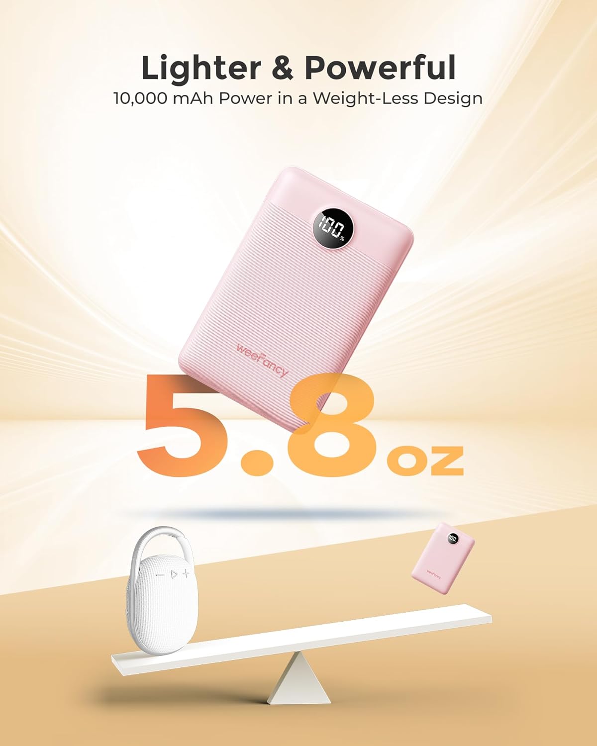 Small Portable Charger Power Bank 10,000 mAh, Upgraded Compact Battery Pack for Phone Charging, PD3.1&QC Fast Charging Mini Travel Power Bank for iPhone/Samsung/Google/Tablet/AirPod (Pink)