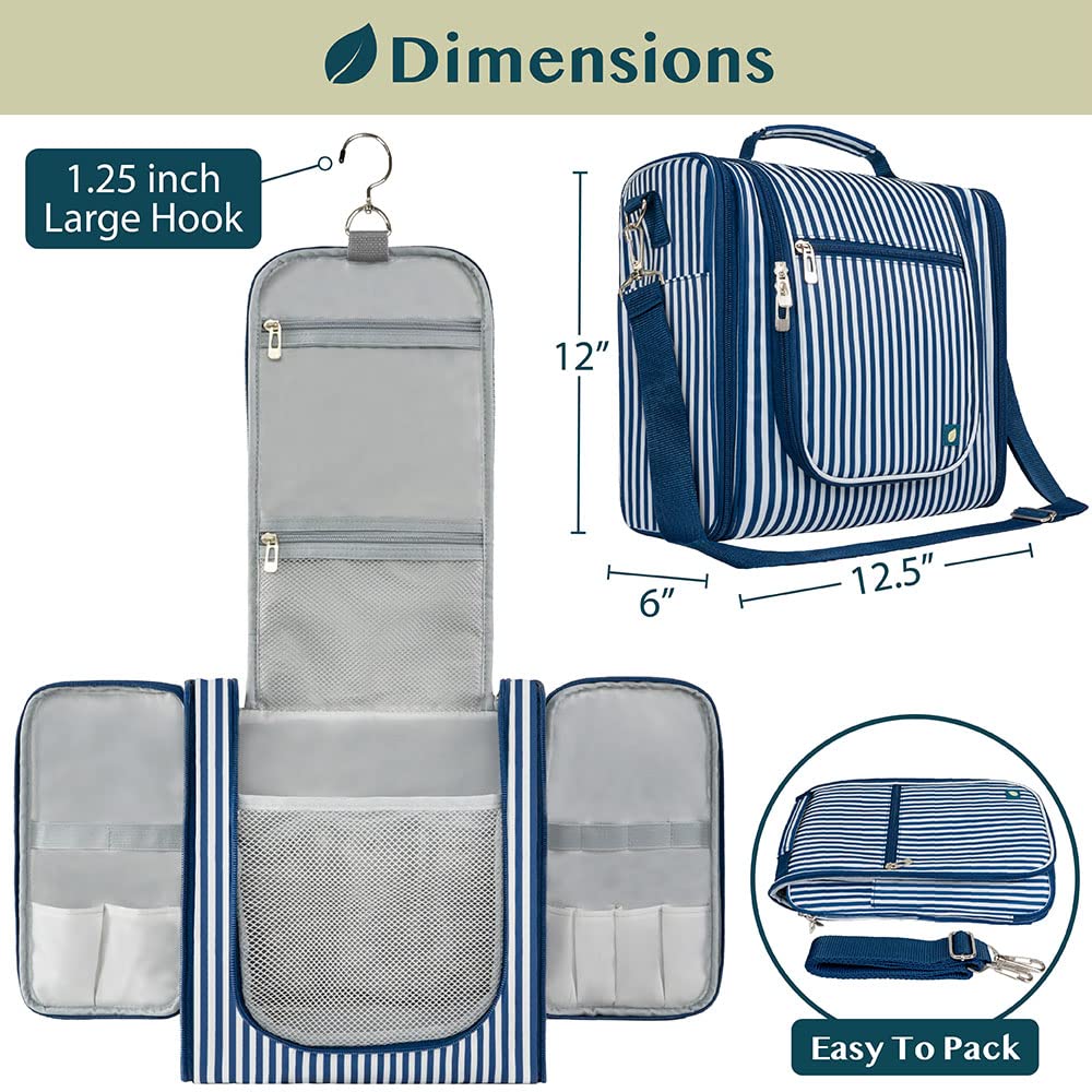 PAVILIA Extra Large Toiletry Bag Travel Bag for Women Men, Hanging Cosmetic Organizer, Water