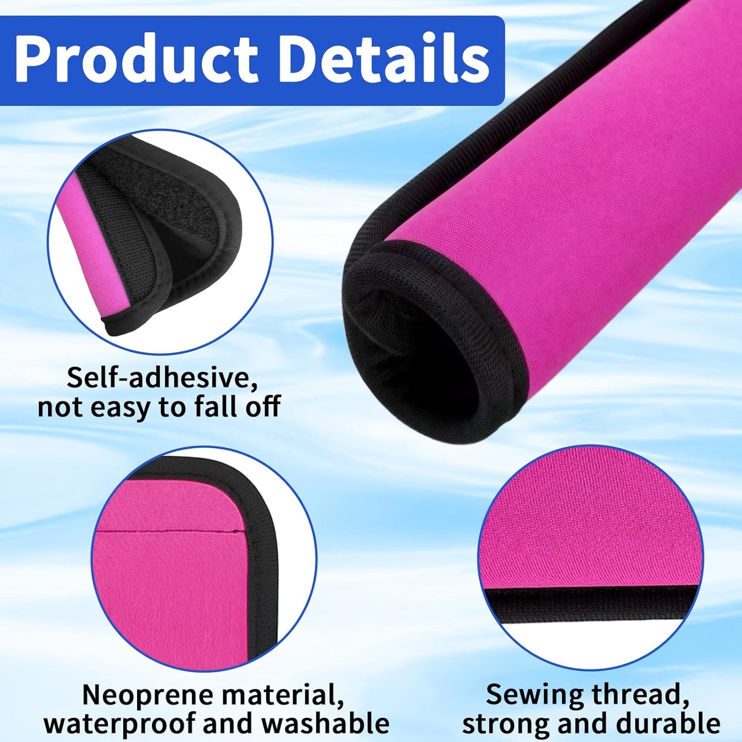 6 Pack Luggage Handle Wrap for Suitcase Luggage Tags Bright Soft Suitcase Identifiers Luggage Handle Covers Travel Accessories, Pink
