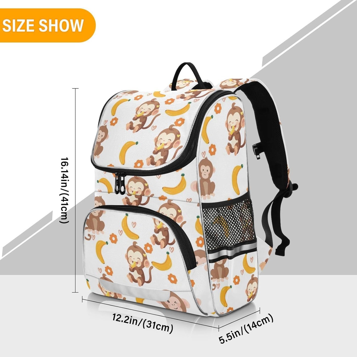 Monkey Love Banana Cute Backpack For Girls Kids Backpack Boys Teen School Bag Bookbag Travel