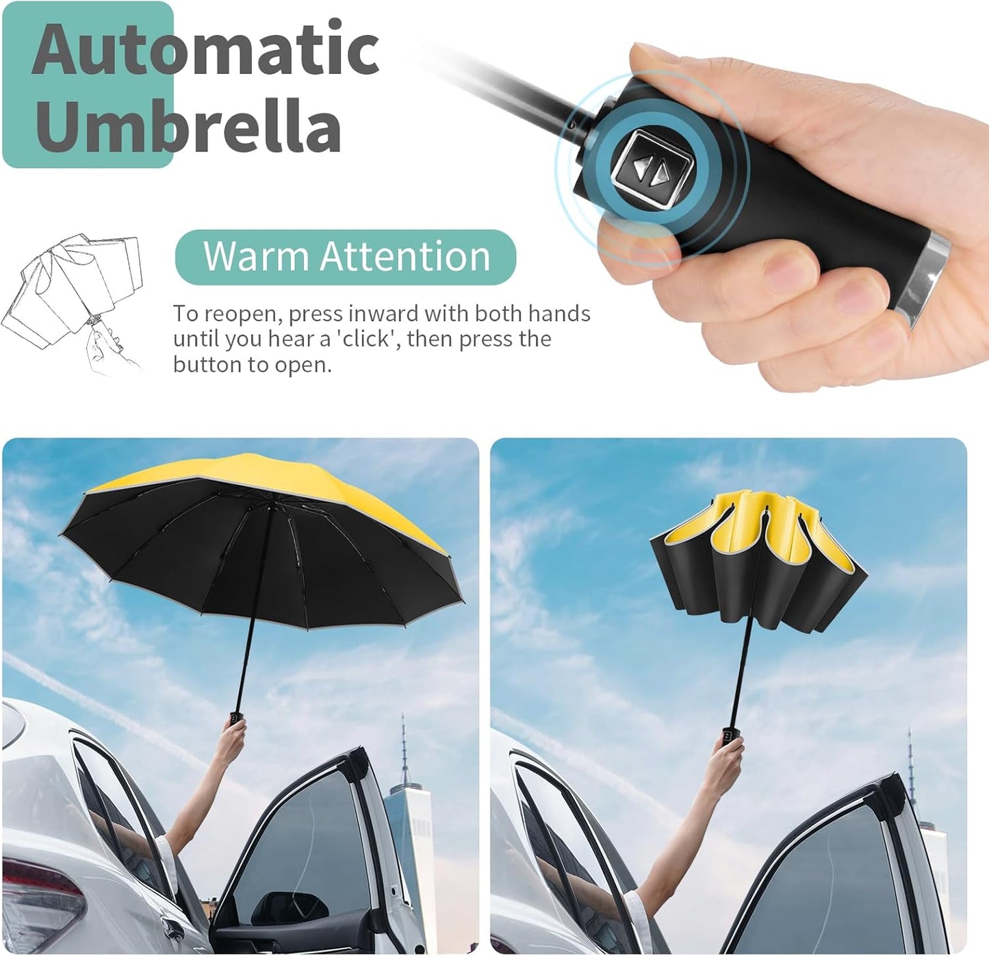 Yoobure Windproof Travel Umbrella - Automatic Umbrellas for Rain, Compact Folding Umbrella with UV Protection, Lightweight Portable Design for Backpack/Walking/Car, Sun & Storm Ready