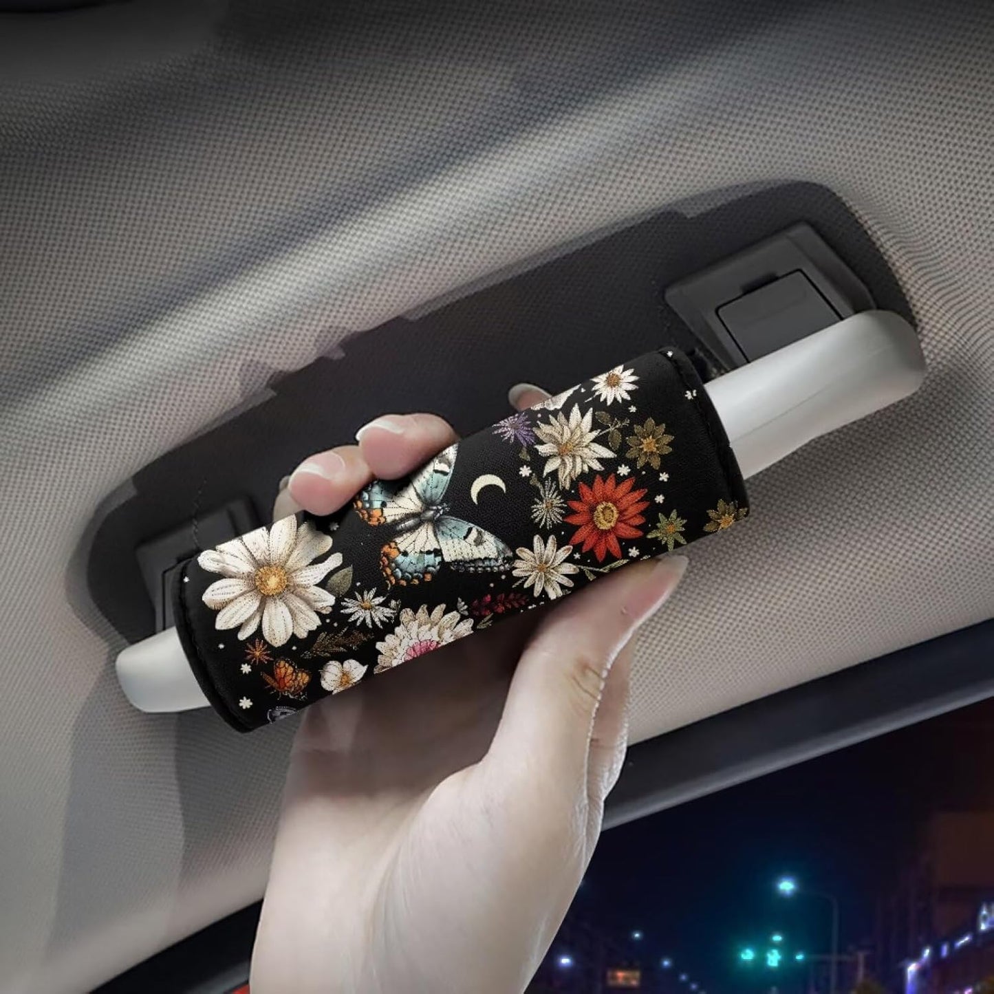 Butterfly Luggage Handle Wraps for Suitcase Flower Luggage Identifier Marker Grips Protector Suitcase Protective Handle Cover Grip Gloves Set of 2