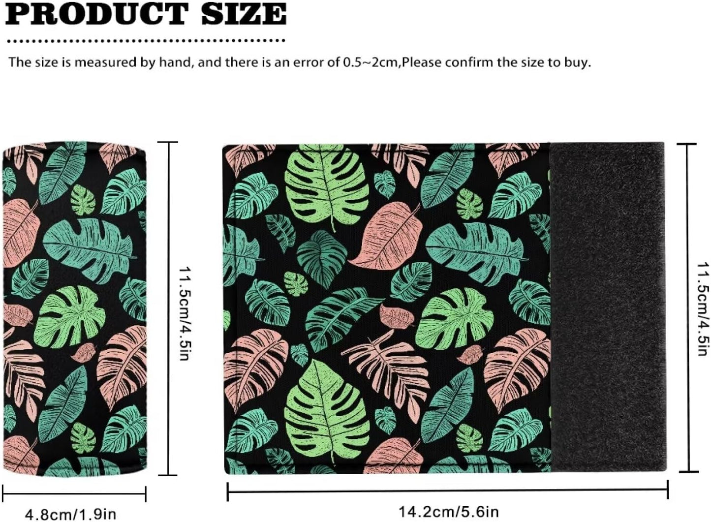 Palm Leaf Luggage Handle Wrap Grip for Suitcase,2 Pack Luggage Identifiers Marker Soft Trolley Case Grip Cover Set Leaf Print