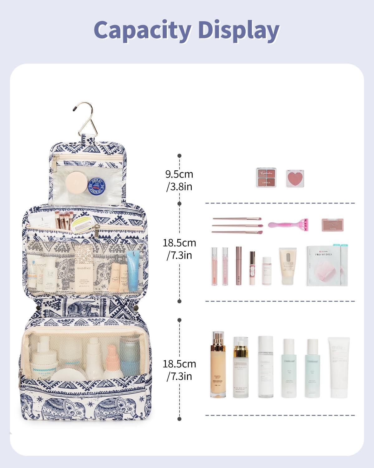 Narwey Small Hanging Travel Toiletry Bag for Women, Travel Bag for Toiletries, Makeup Bag Organizer Cosmetic Bags Make Up Bags for Girls