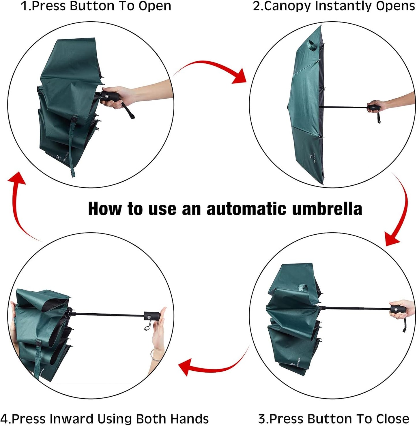 Reginary 12 Pcs UV Umbrellas Bulk Automatic Open Close Windproof Sun Protection Umbrellas Travel
