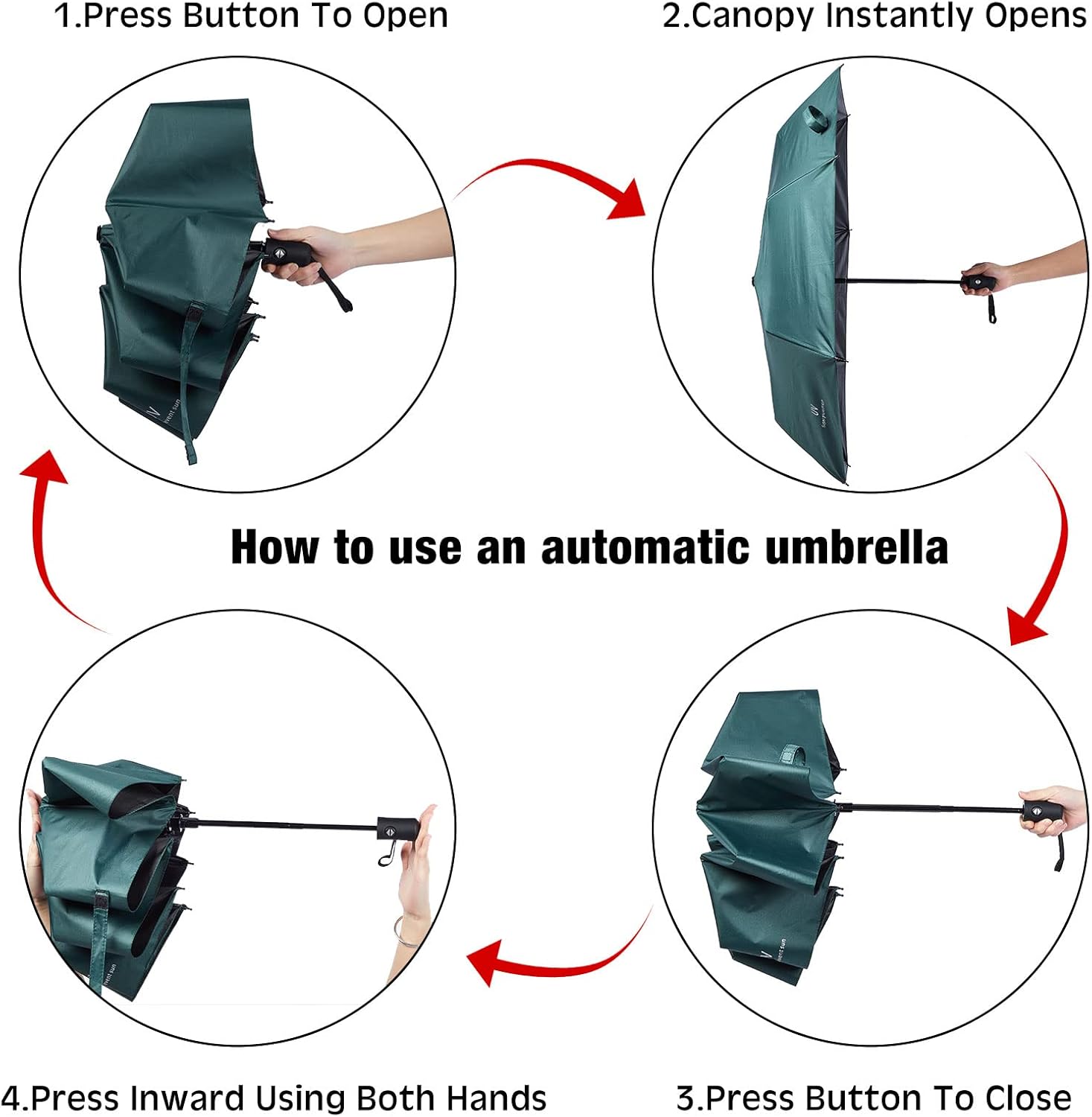 Reginary 12 Pcs UV Umbrellas Bulk Automatic Open Close Windproof Sun Protection Umbrellas Travel