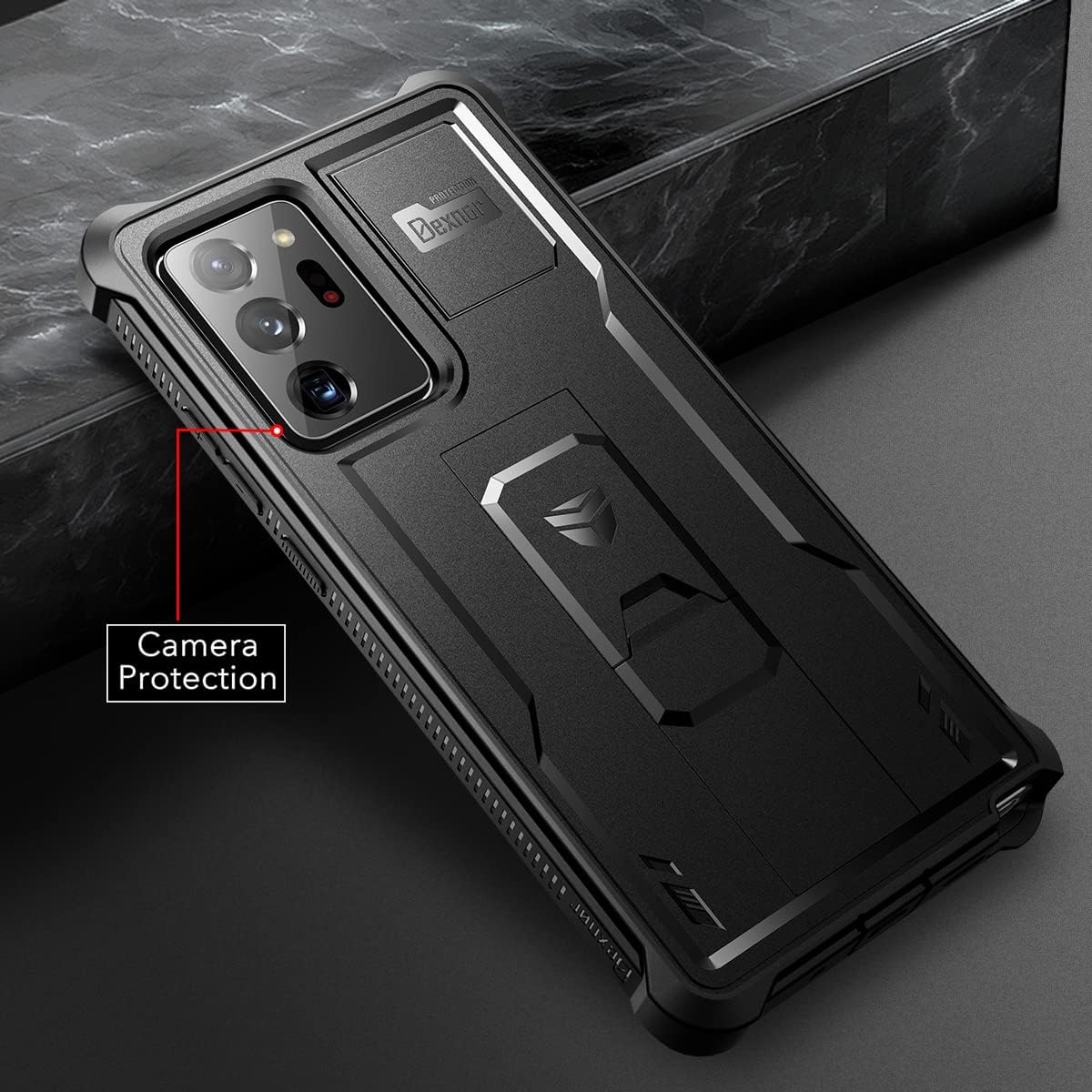 Dexnor for Samsung Galaxy Note 20 Ultra 5G Case, [Built in Screen Protector and Kickstand] Heavy Duty Military Grade Protection Shockproof Protective Cover for Samsung Galaxy Note 20 Ultra Black