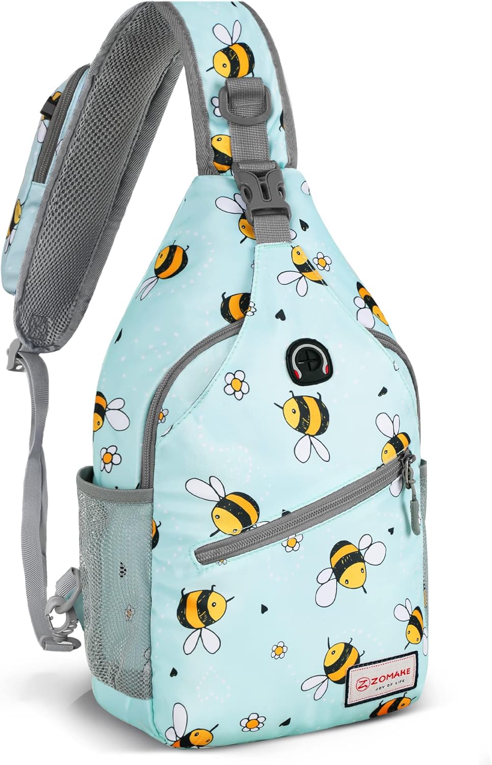 ZOMAKE Sling Bag,Small Crossbody Sling Backpack,Water Resistant Shoulder Daypack for Travel,Anti Thief Chest Bag for Hiking(Bee Blue)