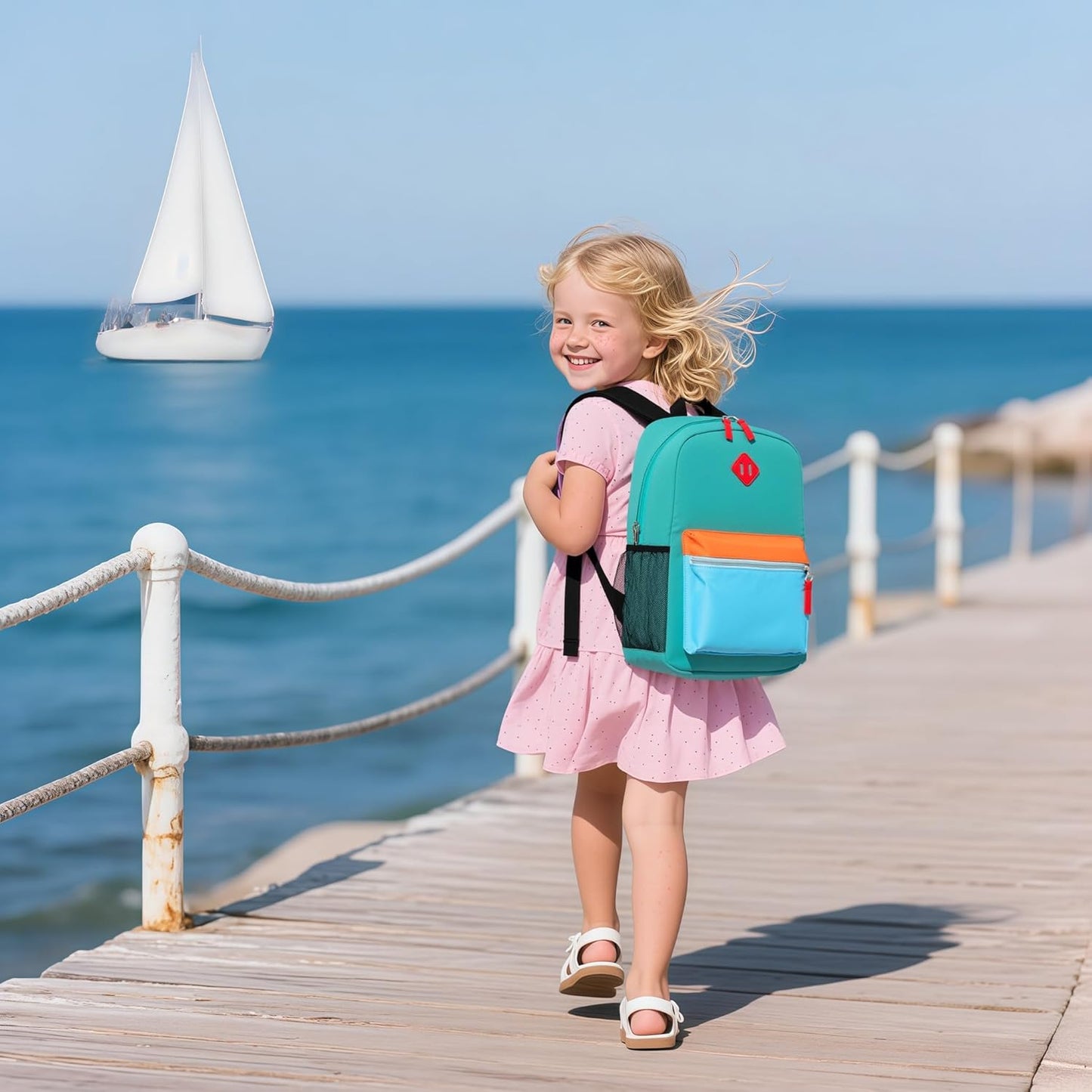 Preschool Backpack Kindergarten Toddler School Backpacks 2-4 Years for Boys and Girls with Chest Buckle (Lake Green Blue, Small-12 H(not Fit Folder))