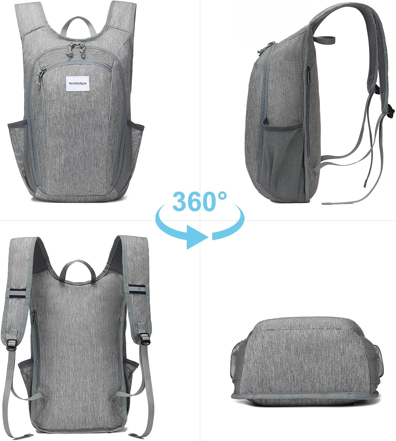 10L Lightweight Hiking Bag Small Daypack Hiking Backpack Foldable Outdoor Bag for Women Men(Gray)