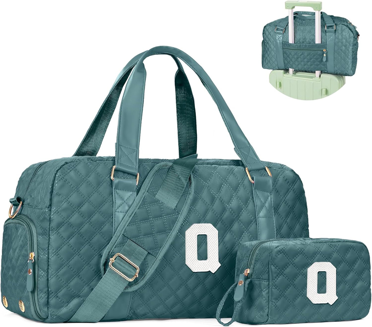 Monogram Duffle Bag Women Girls Gift: Initial Overnight bags, Dance Cheer bag Sports for Girl, Kid Gymnastics Bags, Birthday Gifts for Women Girls Kids Teens Mom Teacher