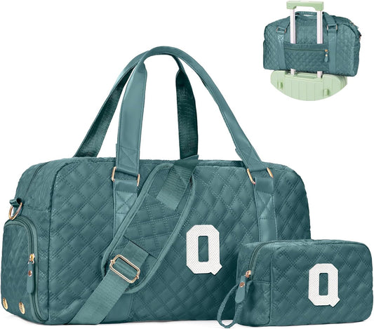 Monogram Duffle Bag Women Girls Gift: Initial Overnight bags, Dance Cheer bag Sports for Girl, Kid Gymnastics Bags, Birthday Gifts for Women Girls Kids Teens Mom Teacher