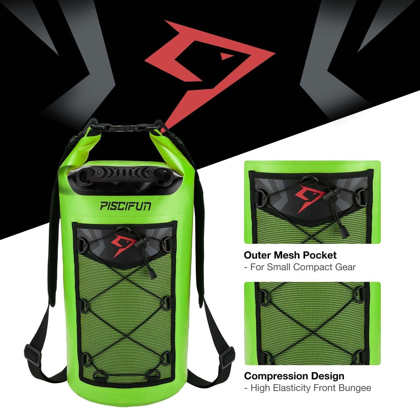 Piscifun Dry Bag, Waterproof Floating Backpack 10L/20L/30L/40L with Waterproof Phone Case for Boating, Kayaking, Fishing