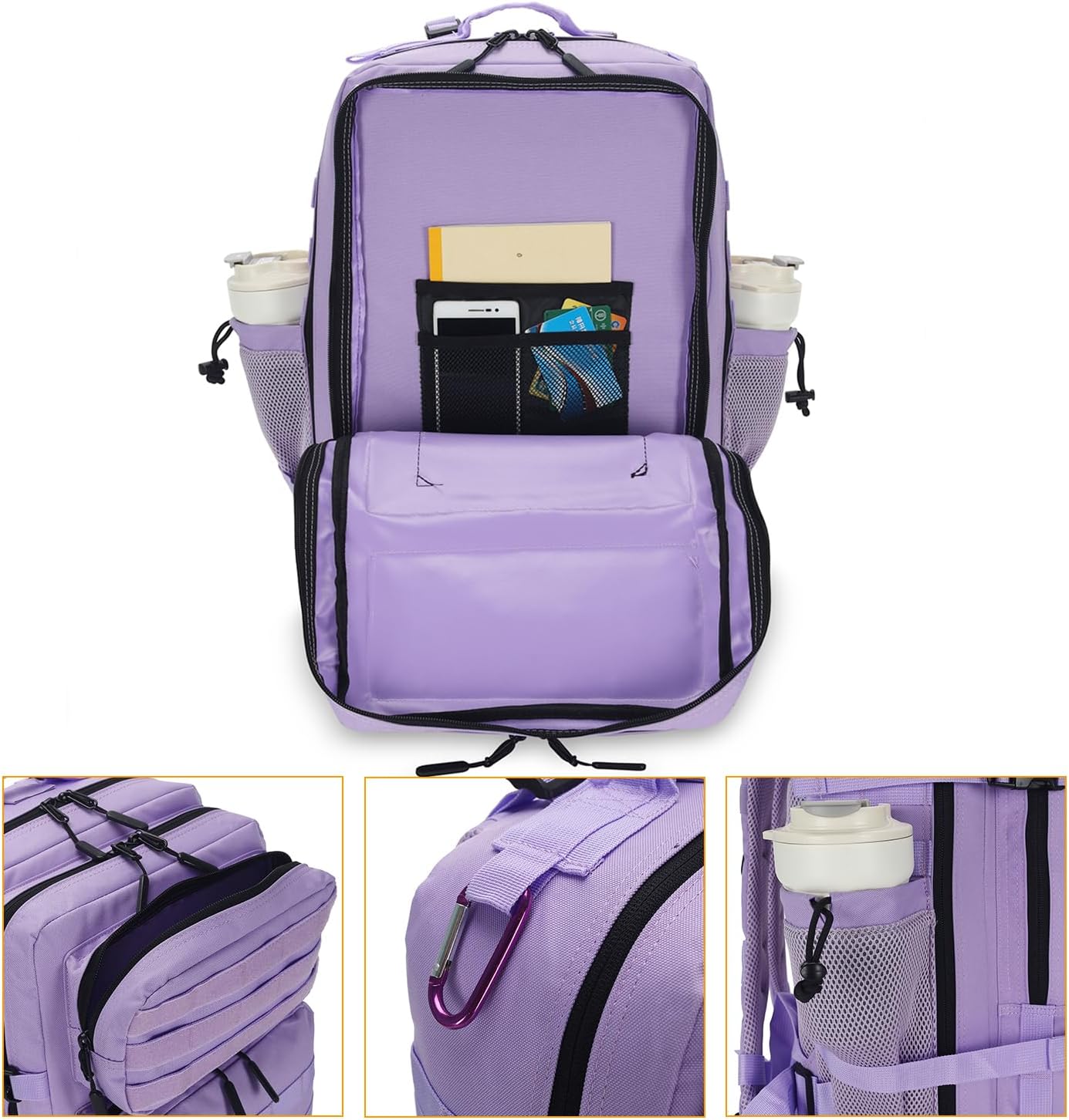 25L Tactical Backpack for Men and Women Military Backpack Army Assault Pack Molle Backpack Small Bug Out Bag Travel Rucksack Daypack (Light Purple)