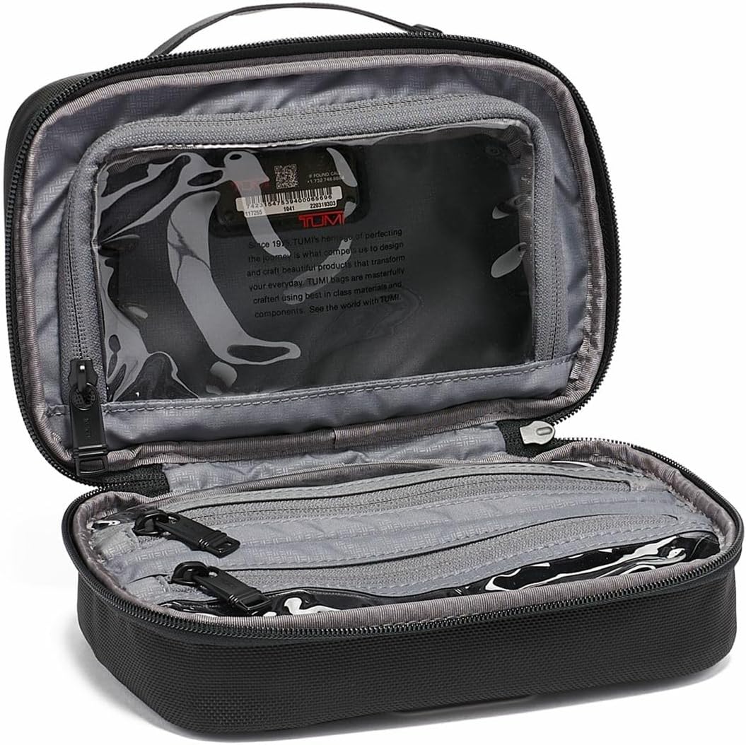 TUMI Alpha Split Travel Kit - Compact Toiletry Bag for Men & Women - Features Removable Leather
