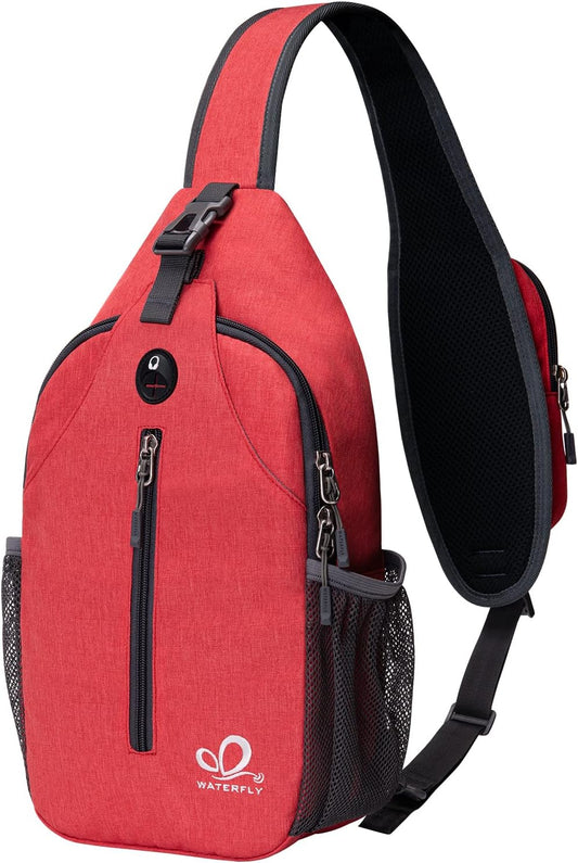 WATERFLY Crossbody Sling Backpack Sling Bag Travel Hiking Chest Bag Daypack