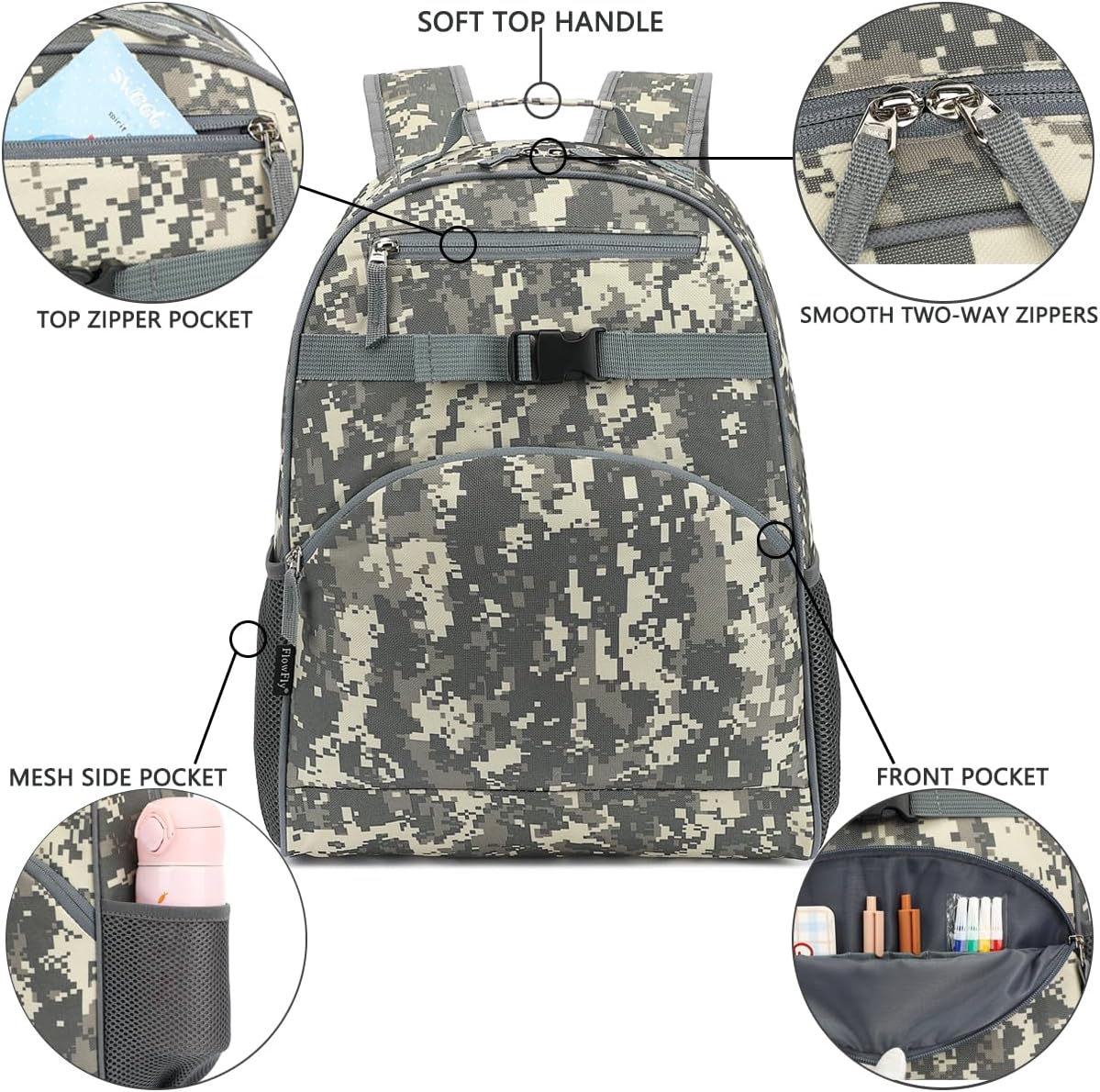 FlowFly Kids Backpack for Toddler Boys Girls, Simple Lightweight Bookbag for Daycare Kindergarten