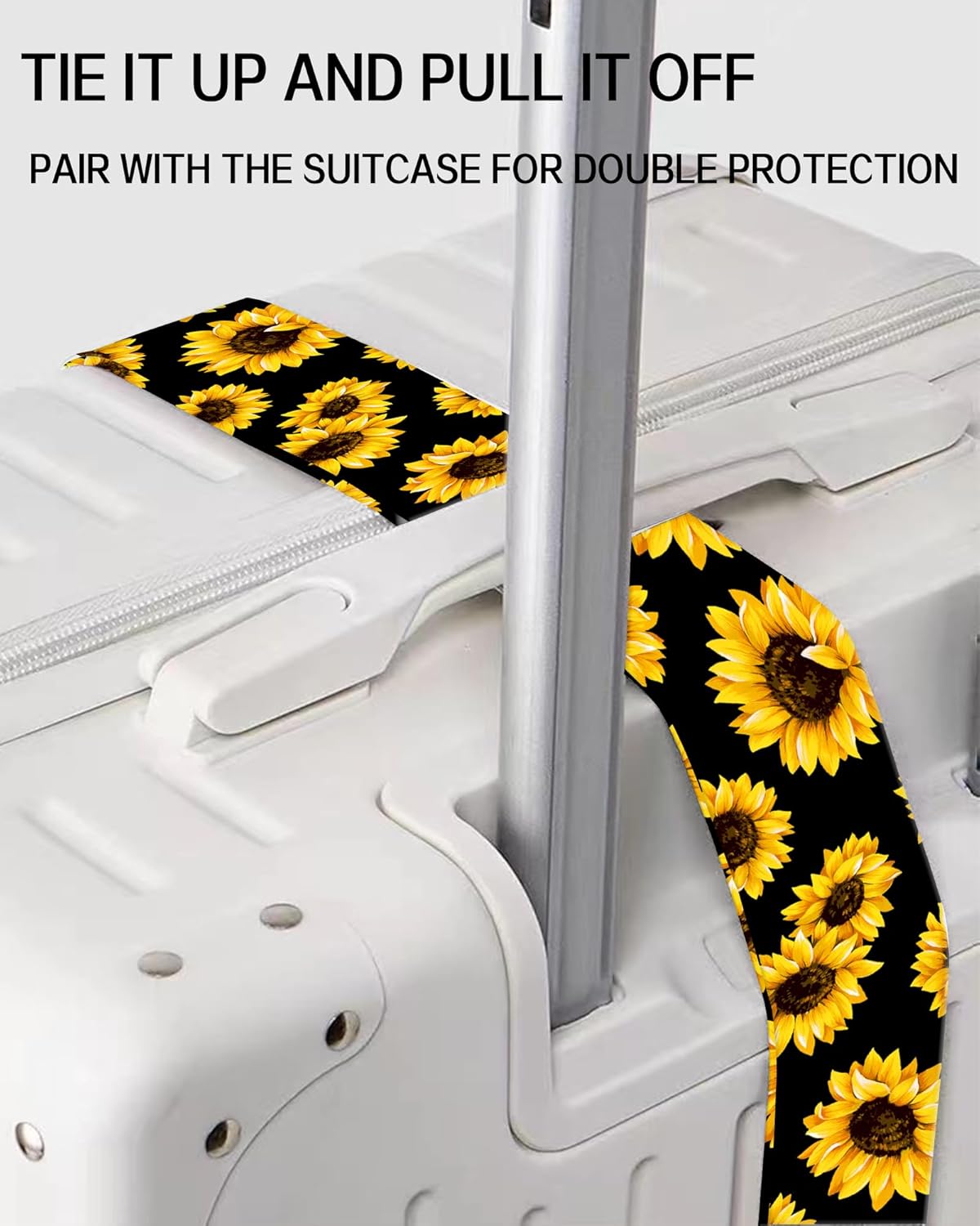 Luggage Straps for Suitcases, Adjustable Travel Belt, Durable Wide Luggage Strap, Cute Suitcase Strap Identifiers with Buckle, Bag Straps for Luggage, Cute Sunflowers
