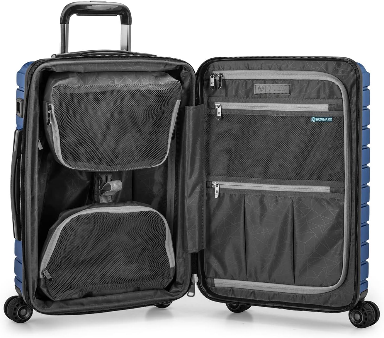 Traveler's Choice Archer Polycarbonate Hardside Spinner Luggage Set, Blue, Carry-On 21-Inch, Tie Down Straps