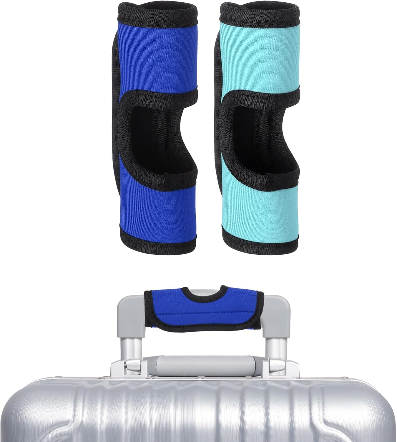 uxcell Luggage Handle Wrap, 2 Pcs Hollow Neoprene Handbag Grip Cover Protector Luggage Identifiers Suitcase Handle Wraps for Luggage Suitcase Travel Bags, Cyan/Sapphire Blue
