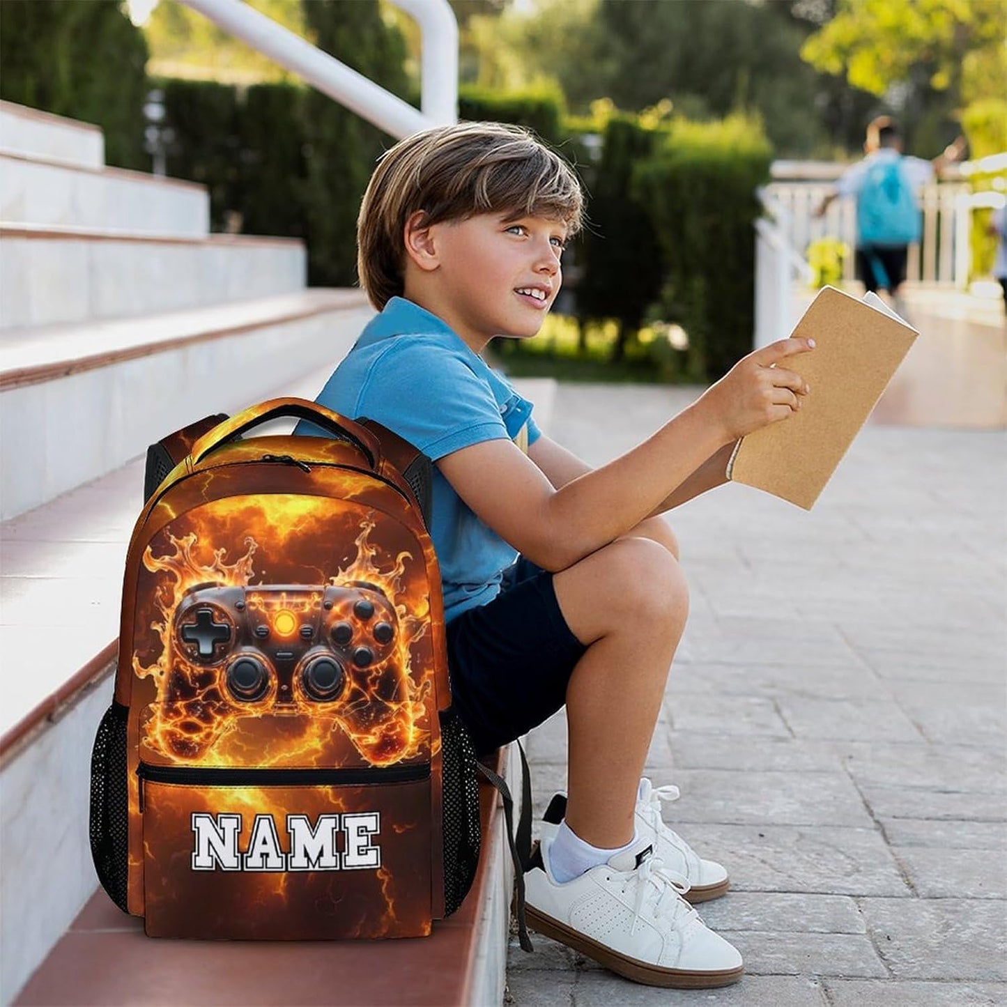 Kids School Backpack, Personalized Cool Game Bookbag for Preschool Elementary Kindergarten, Cool Boys Schoolbag for Travel Camping