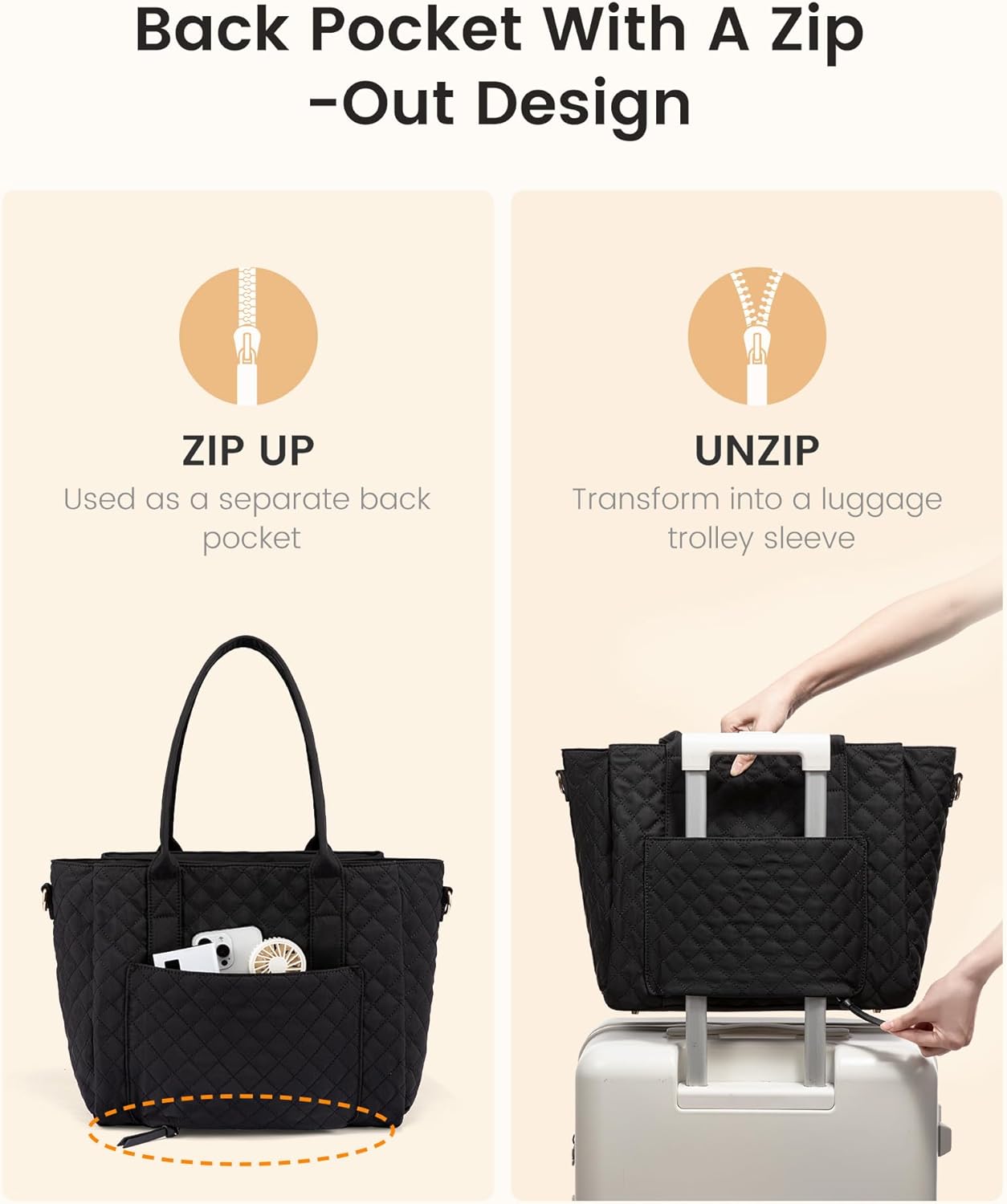 LOVEVOOK Laptop Bag for Women，Work Bag Teacher Tote Bag With Large Cup Holder, Quilted Crossbody