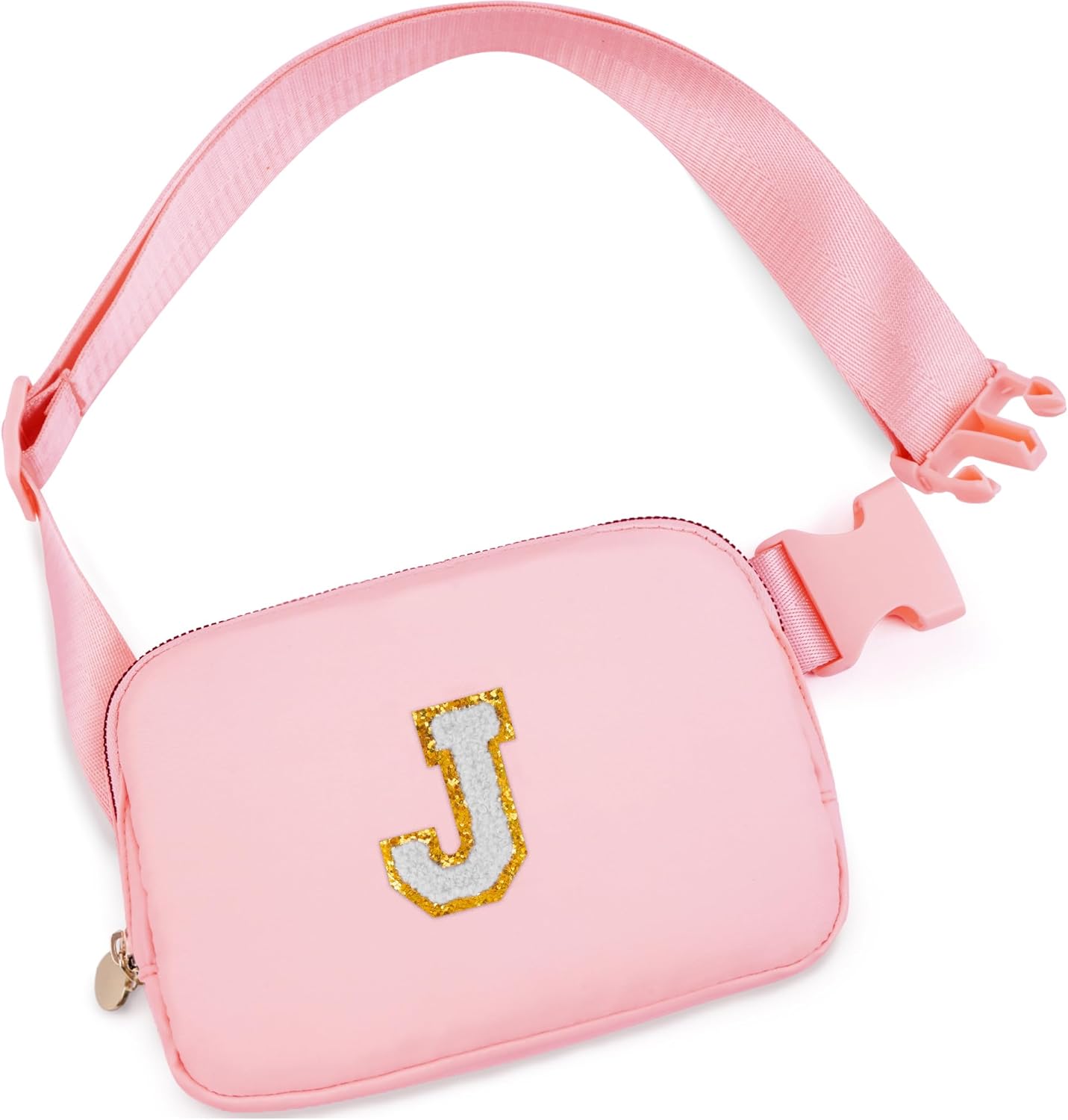 Belt Bag Crossbody Bags for Girls Women - Gifts for 8 9 10 11 12 13 Year Old Girl - Teen Birthday Gifts - Small Waist Packs Trendy Kids Fanny Pack - Initial White J,Pink Bag