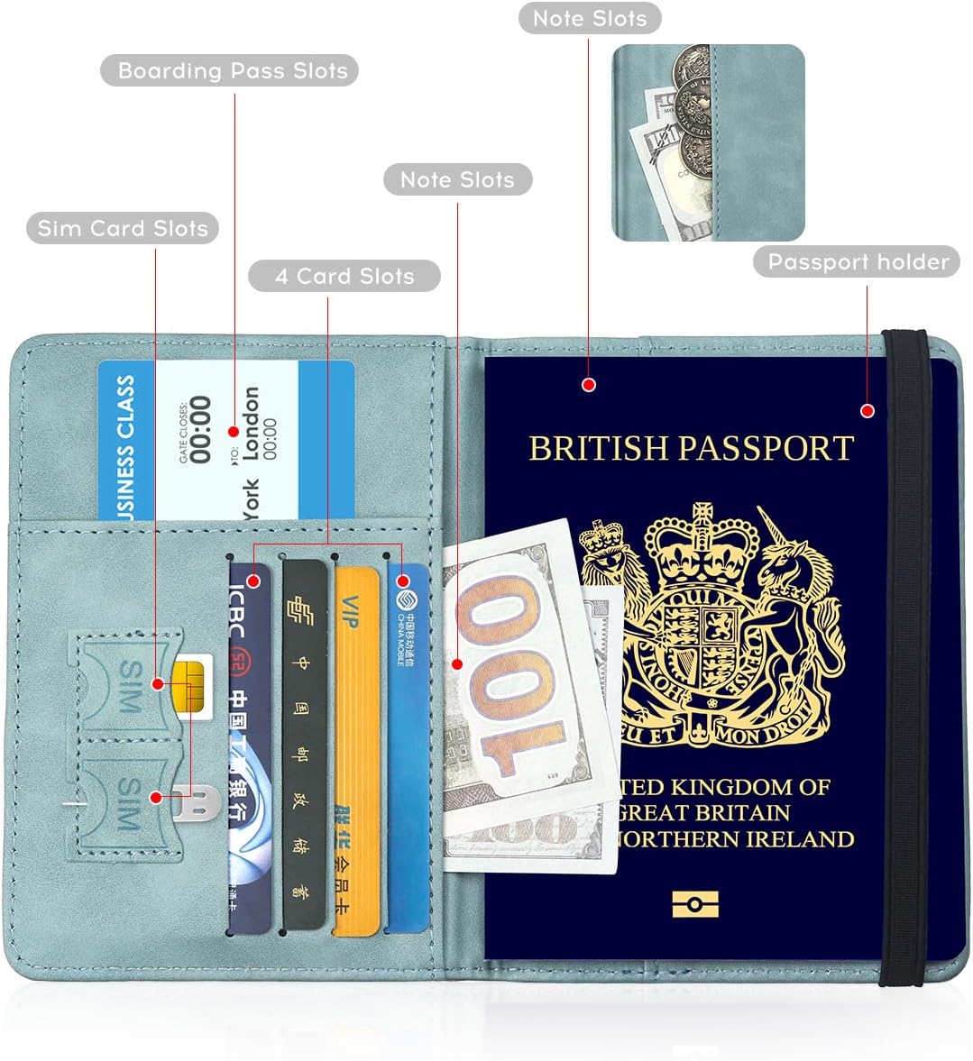 ILIYAH-Passport Cover-Passport Holder Travel Wallet-RFID Blocking Passport Case Travel Accessories Card Holder Wallet Unisex Travel Gifts(Blue)