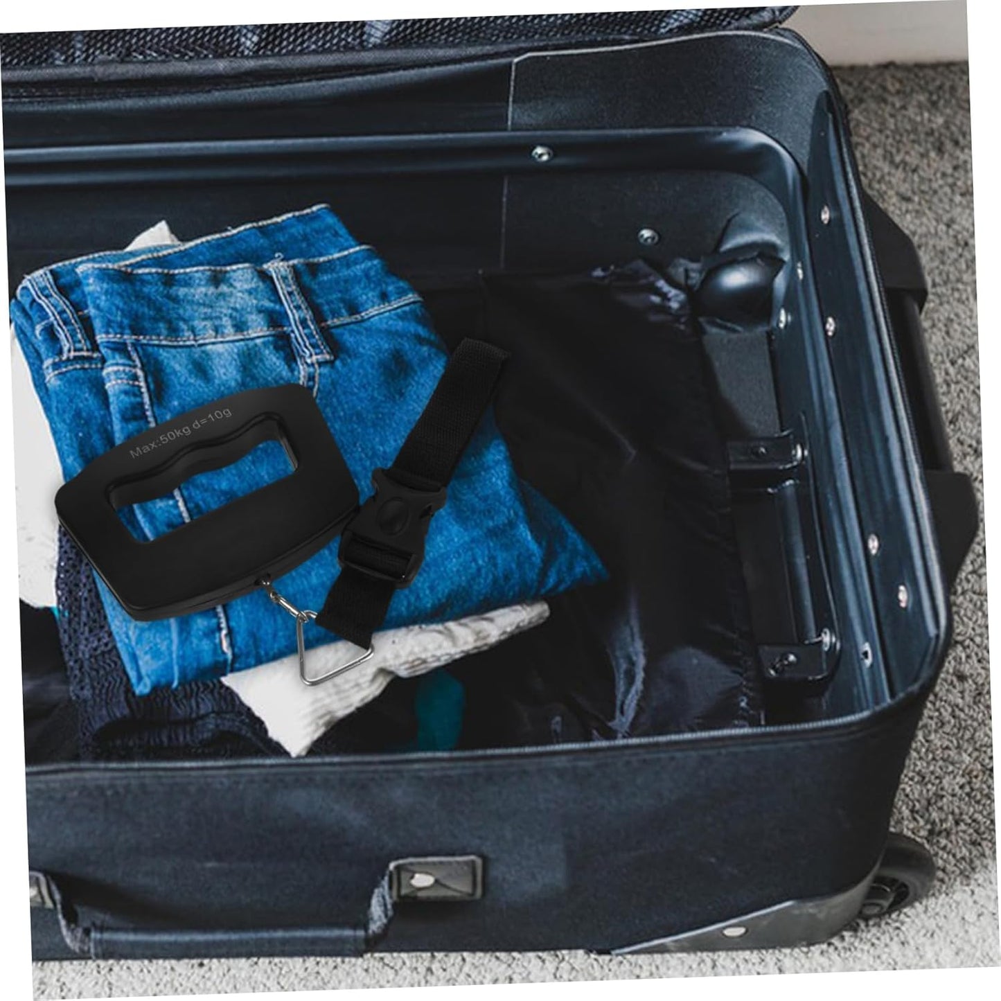 FRCOLOR Ergonomic Suitcase Scale Webbing Hook 50kg Capacity Weighing Scale Portable