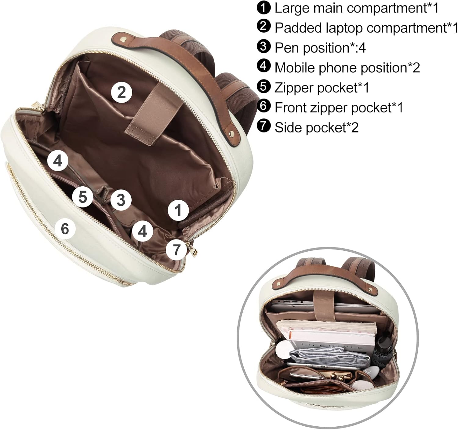 CLUCI Leather Backpack for Women 15.6 inch Laptop Backpack Purse Computer Backpack for Travel