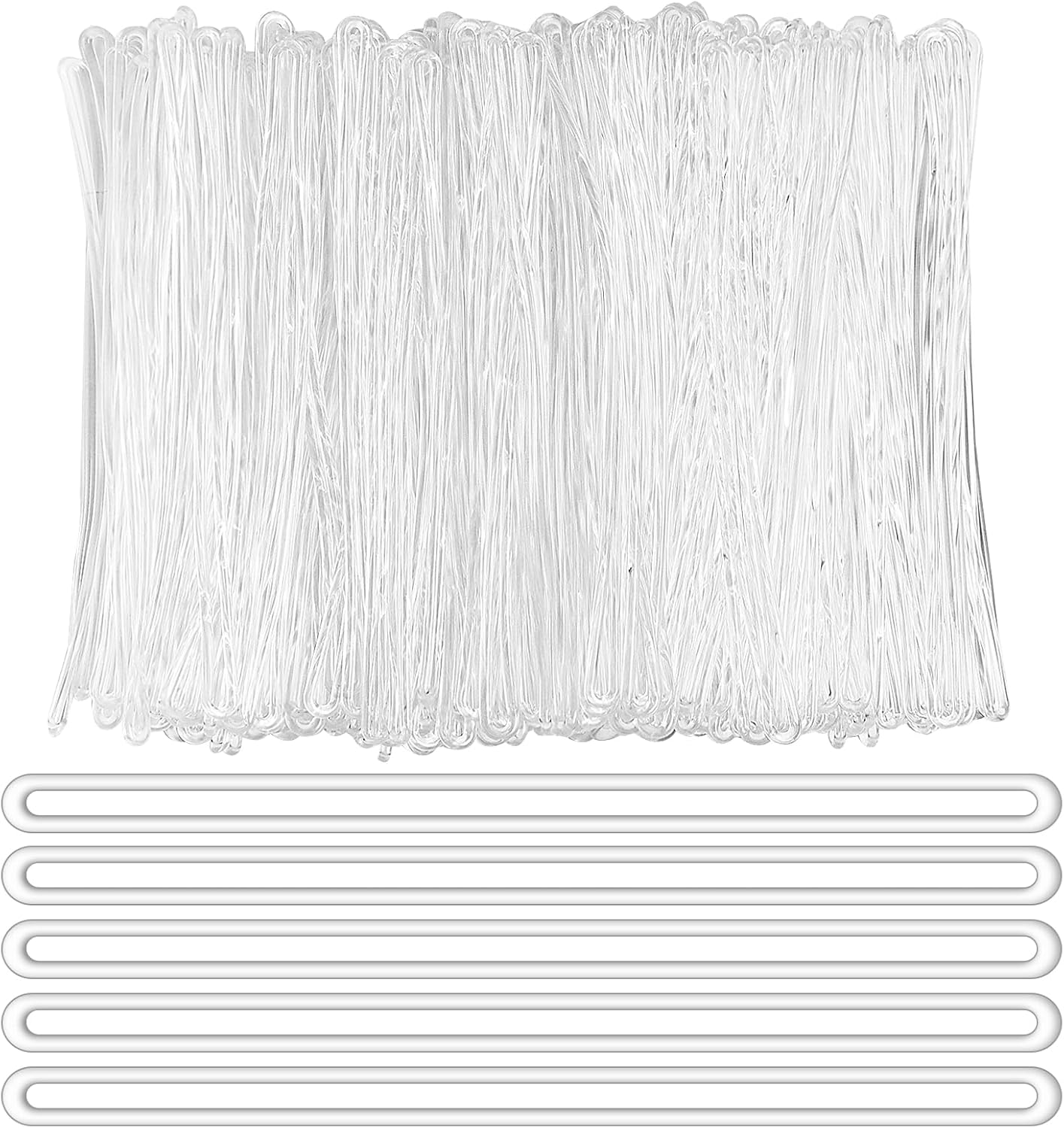 200 Pcs Clear Plastic Luggage Straps 6 Inch Clear Worm Loops Luggage Tag Straps Name Tag Loop for Bag Tags,Identification Cards ID