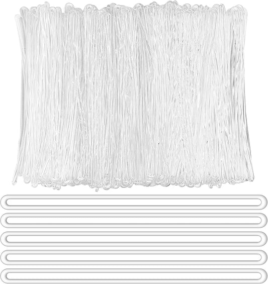 200 Pcs Clear Plastic Luggage Straps 6 Inch Clear Worm Loops Luggage Tag Straps Name Tag Loop for Bag Tags,Identification Cards ID