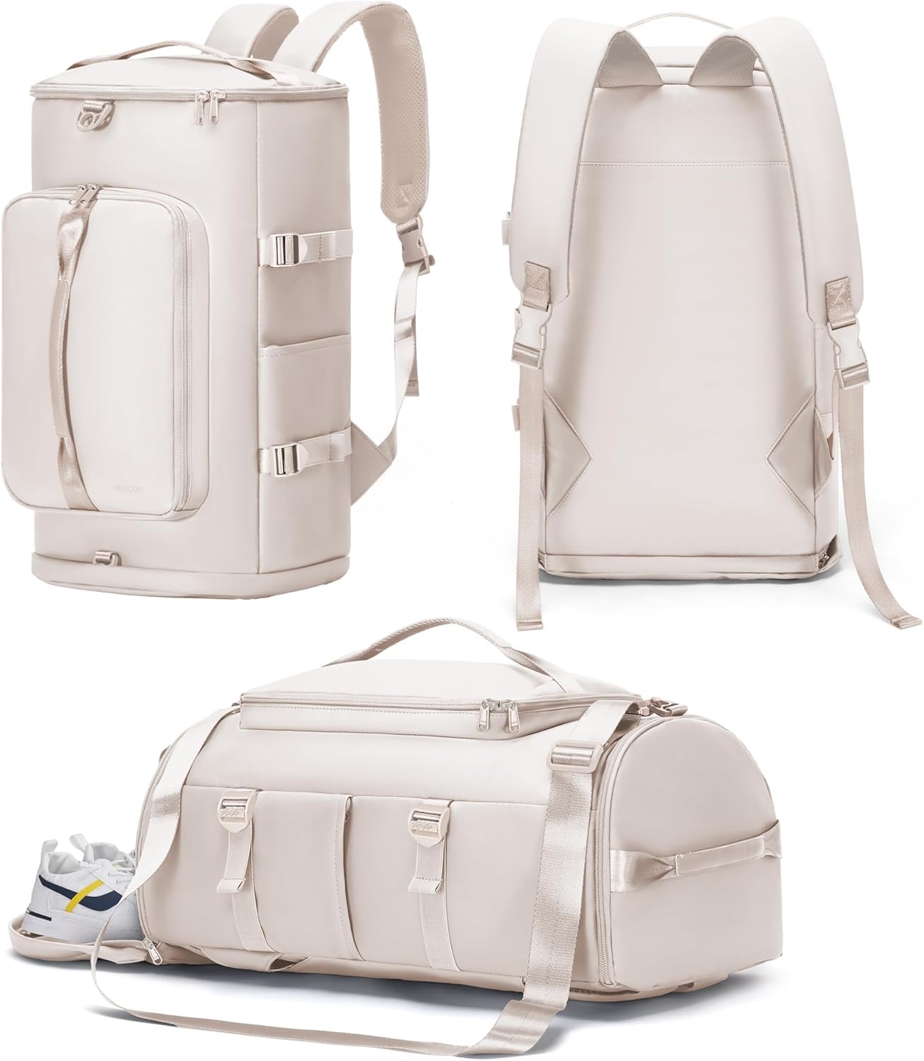 Gym Bag with Shoes Compartment and Wet Pocket - Sports Duffle for Men and Women, Travel Backpack Weekender Overnight Bag Beige - MIYCOO