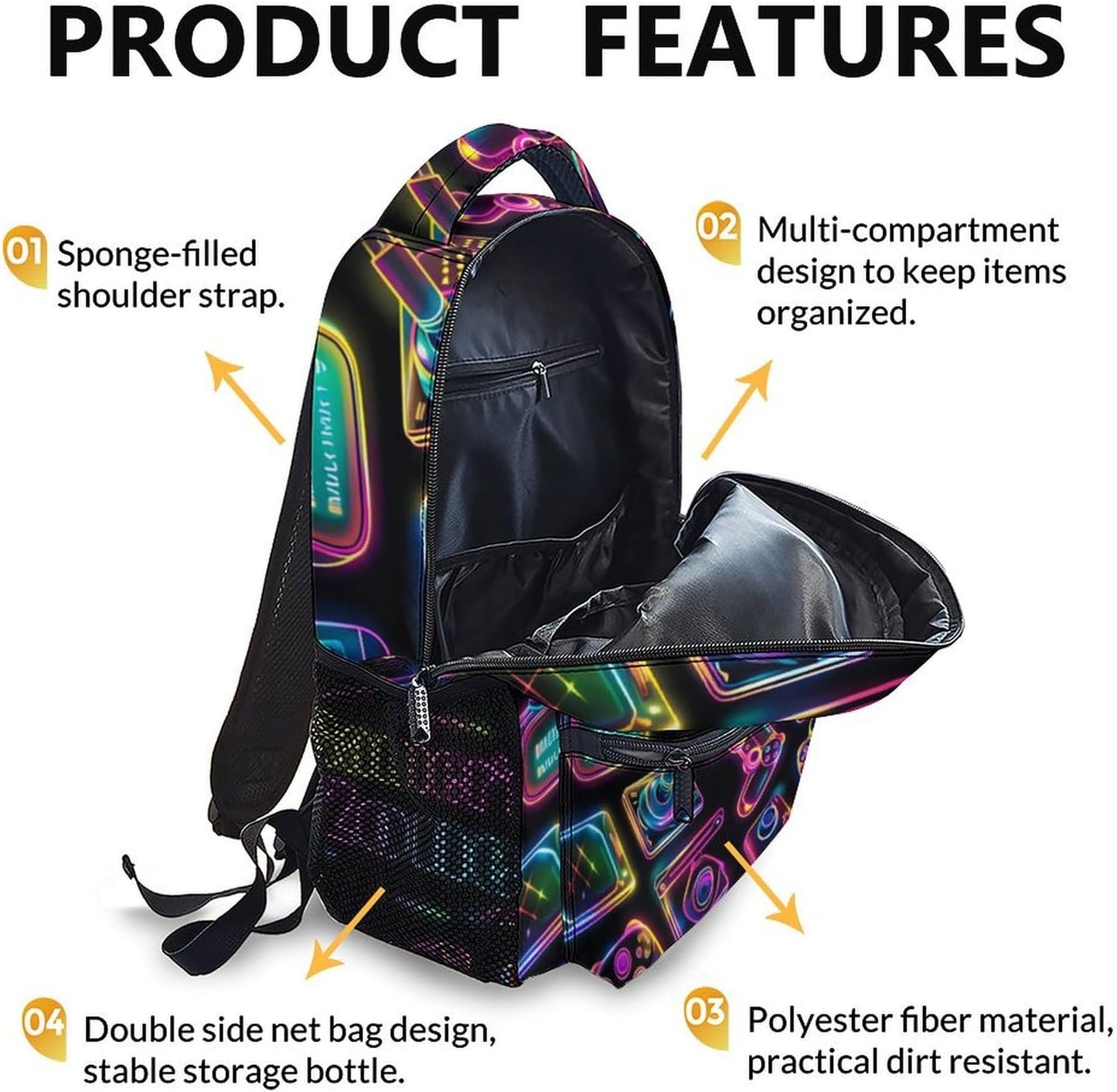 School Backpacks for Boys Girls, 17" Game Backpack for Children Students, Large Capacity Gaming Bookbag for Kindergarten Primary, School Supplies Gift for Travel Hiking Camping